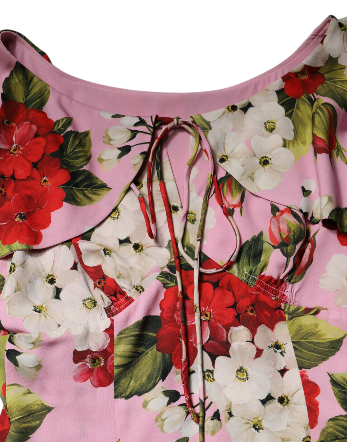 Dolce & Gabbana Pink Floral Silk Short Sleeves Blouse Women's Top