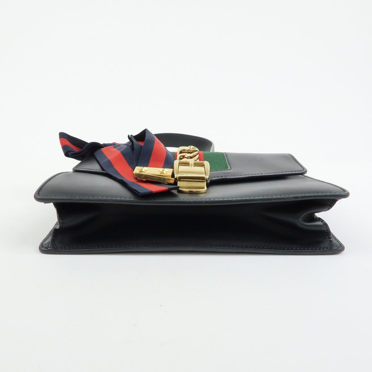 Gucci Sylvie Leather Black Leather Shoulder Bag Bag (Pre-Owned)