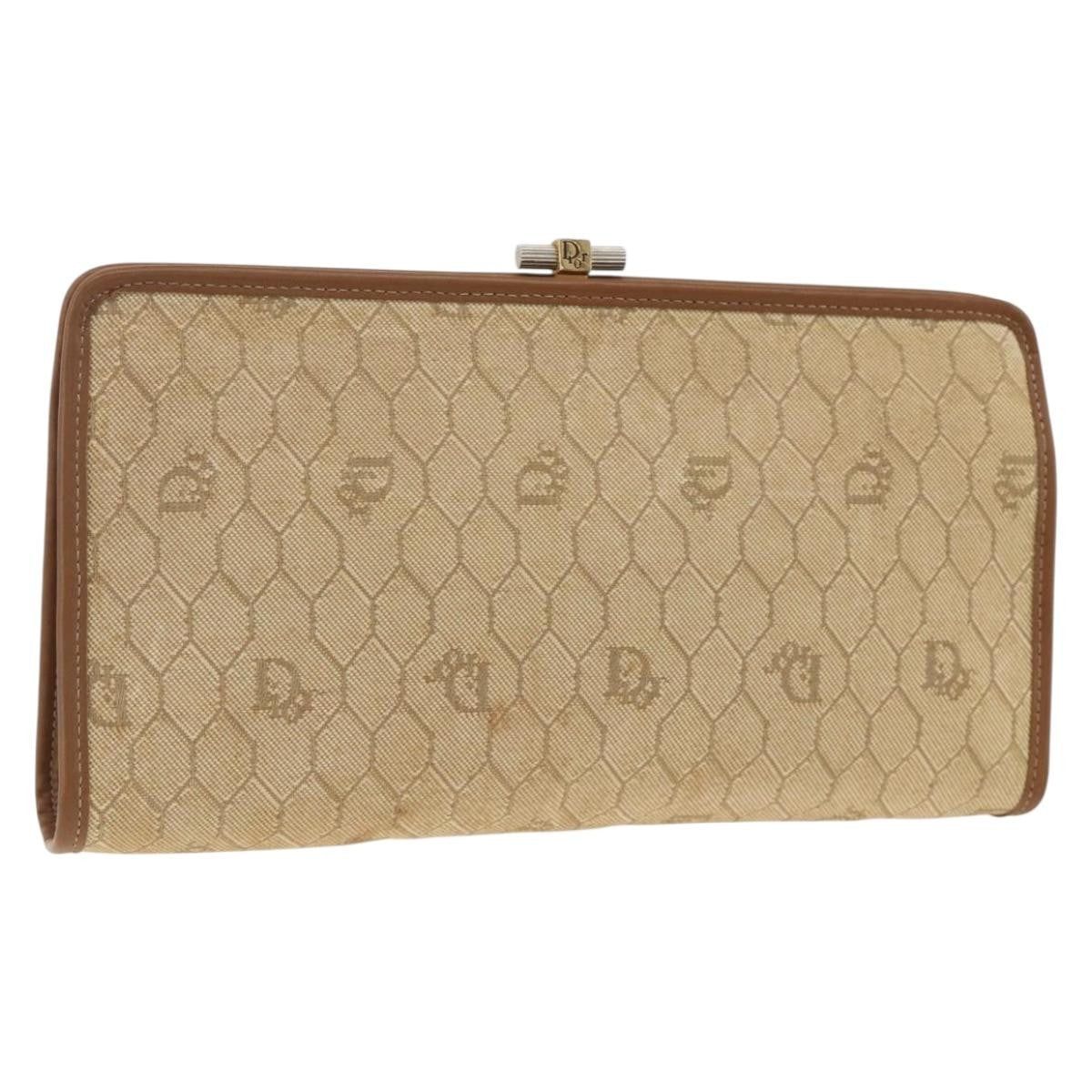 Christian Dior Vintage Honeycomb Clutch Canvas Beige Canvas Clutche & Pouche Bag (Pre-Owned)