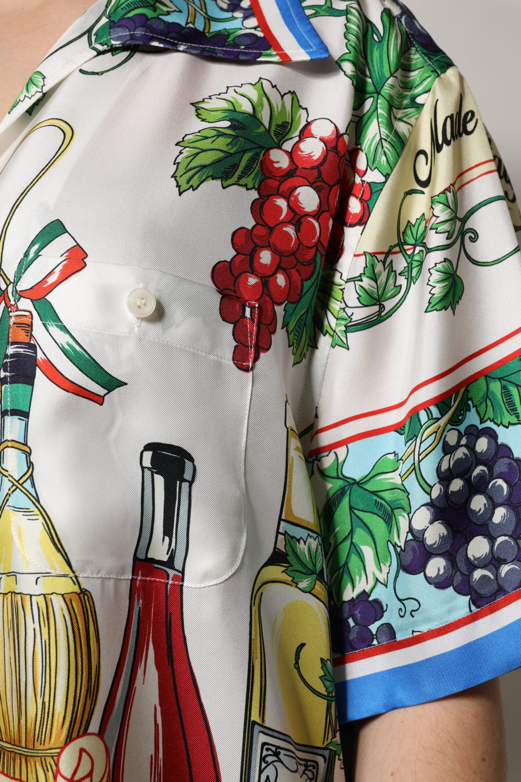 Dolce & Gabbana Multicolor Short Sleeve Silk Food Shirt Women's Top