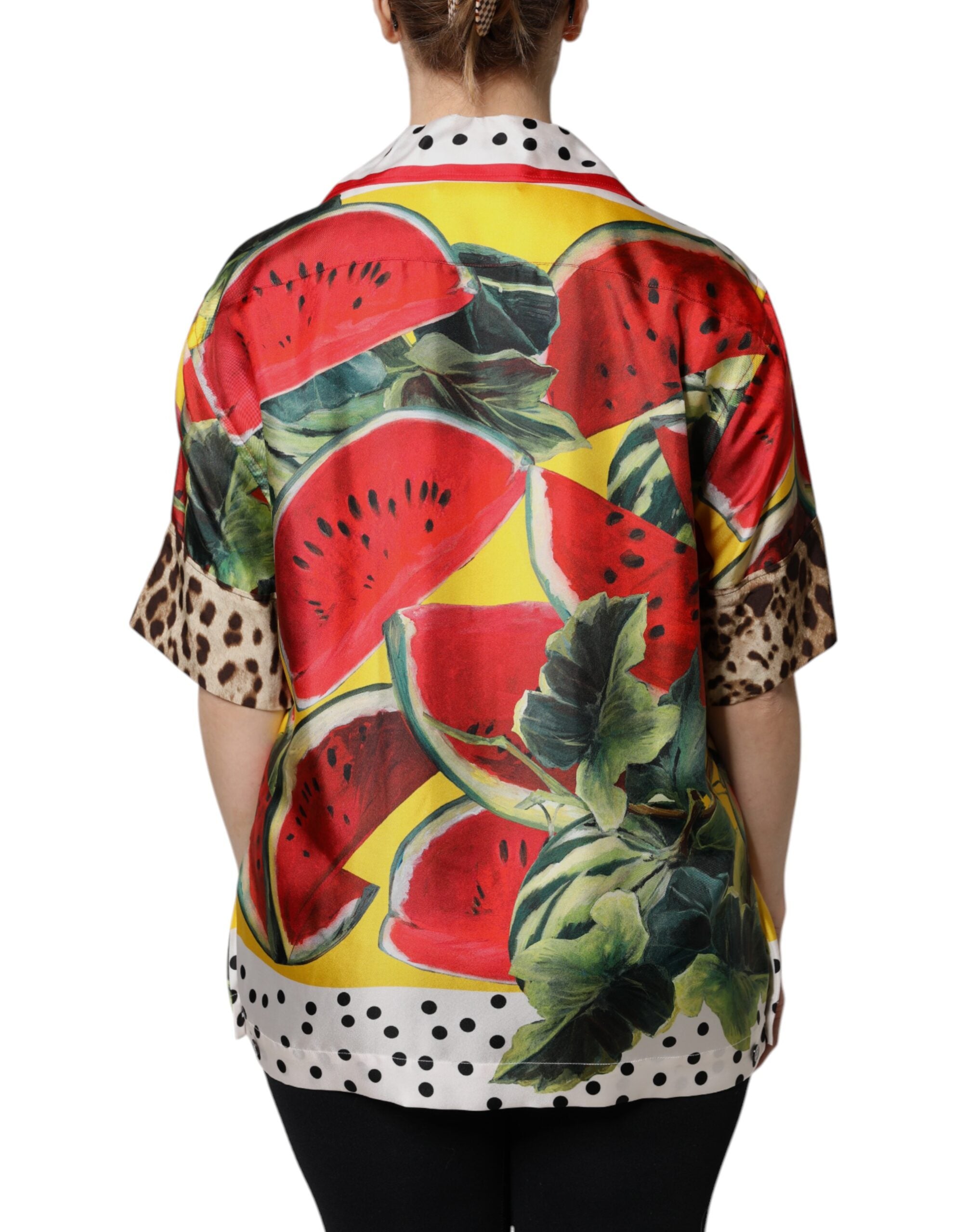 Dolce & Gabbana Multicolor Watermelon Collared Shirt Women's Top