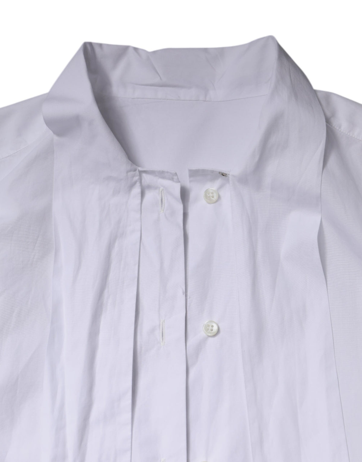 Dolce & Gabbana White Ascot Collar Long Sleeve Blouse Women's Top