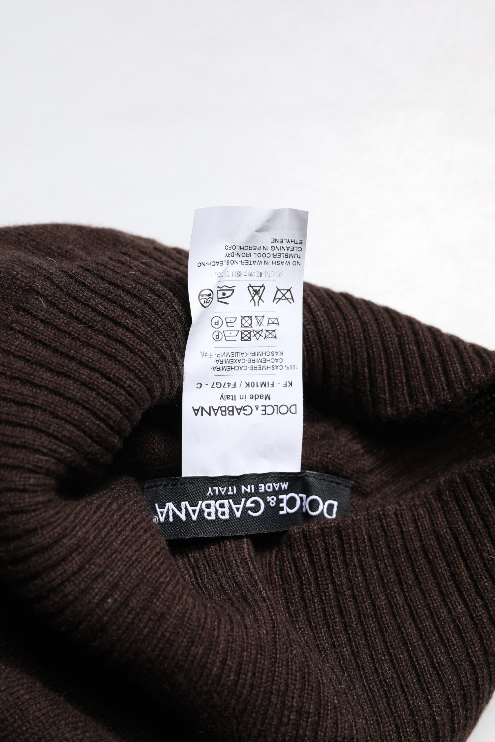Dolce & Gabbana Brown Cashmere Knitted Neck Warmer Foulard Men's Scarf