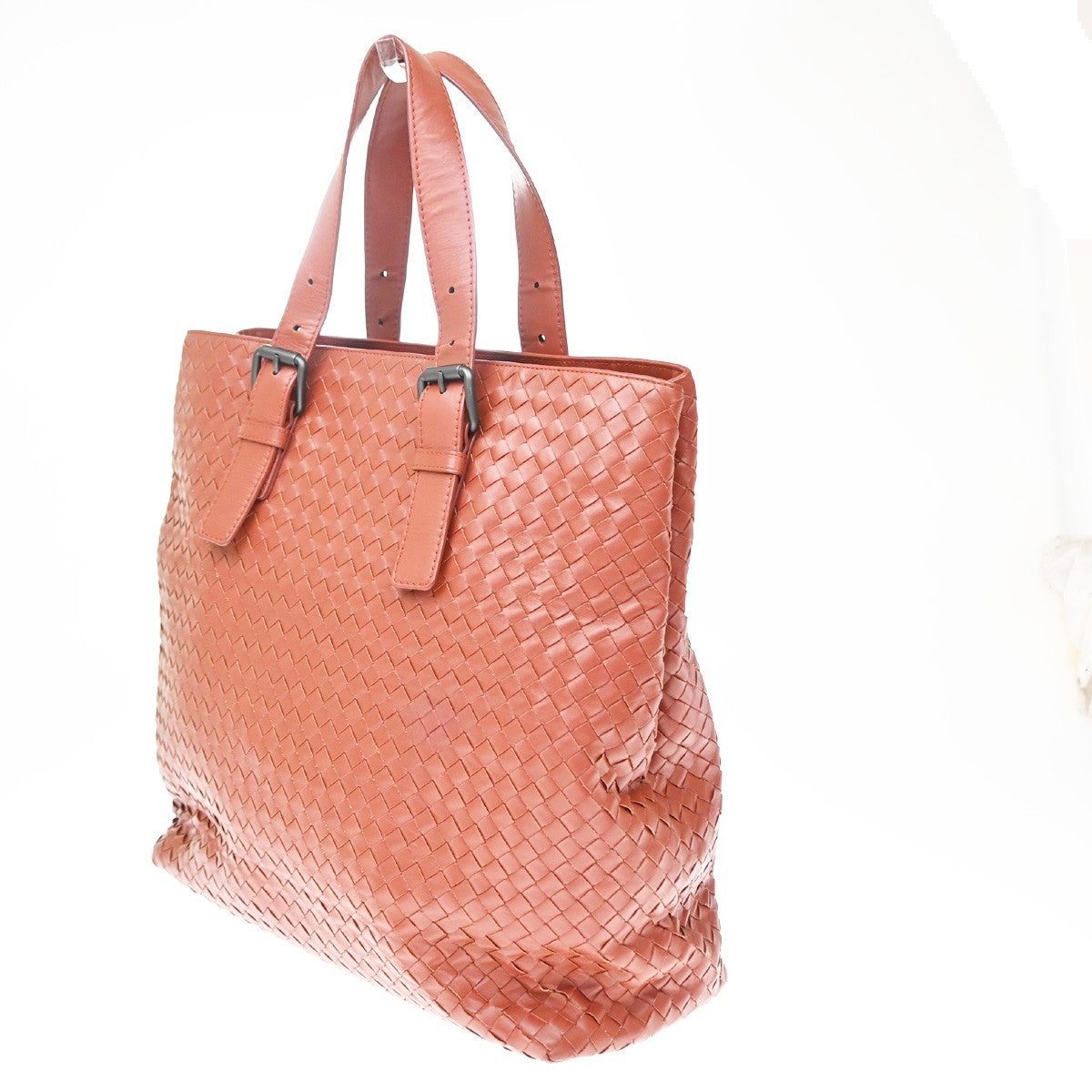 Bottega Veneta Belted Tote Intrecciato Nappa Red Leather Tote Bag Bag (Pre-Owned)
