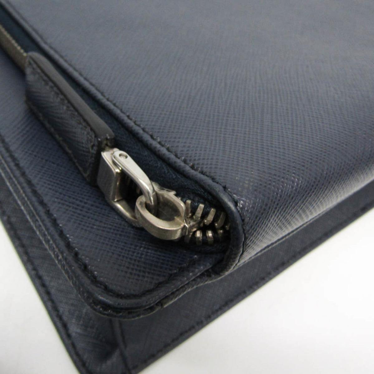 Prada Convertible Travel Saffiano Leather Navy Leather Briefcase Bag (Pre-Owned)