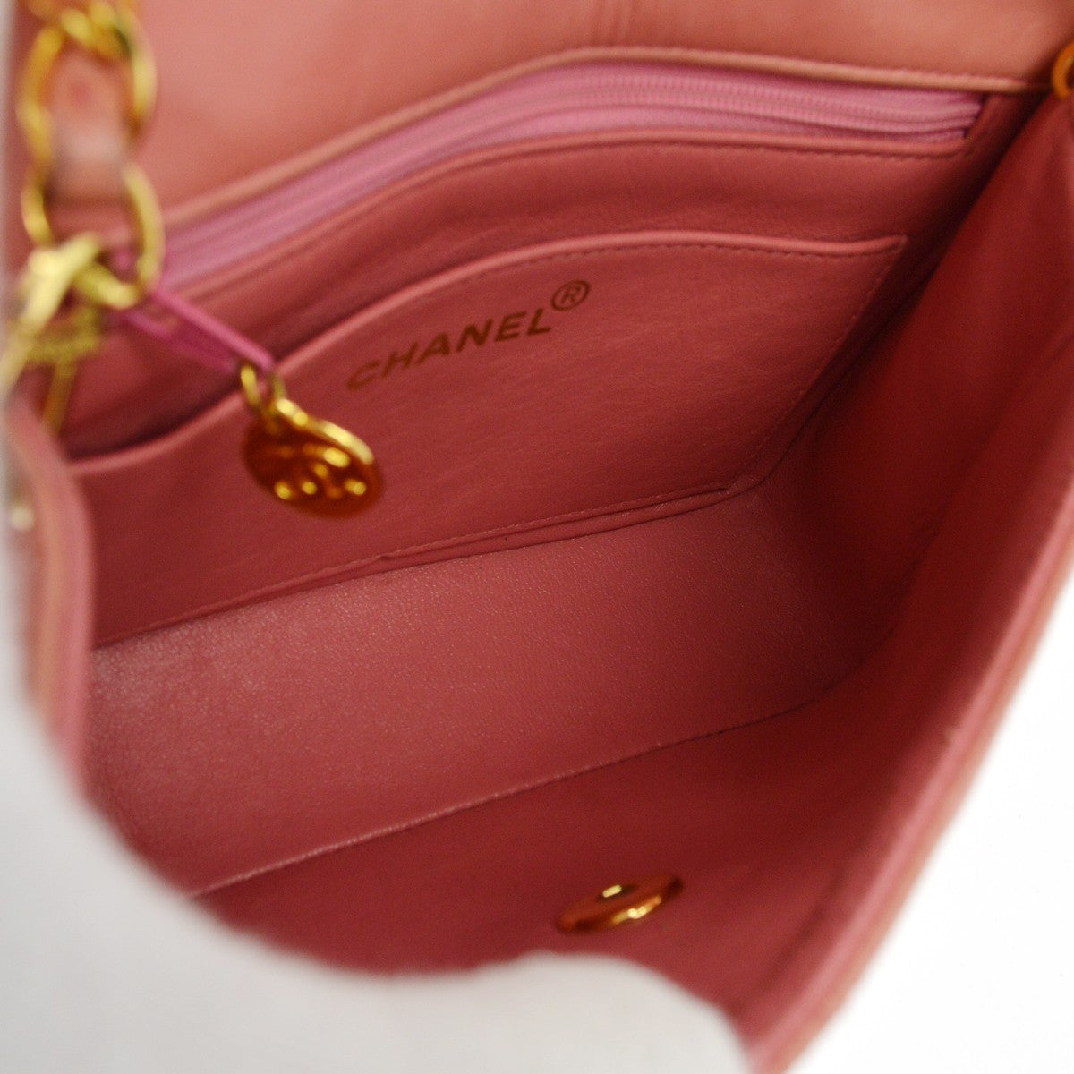 Chanel Vintage Square Classic Single Flap Quilted Lambskin Pink Leather Handbag (Pre-Owned)