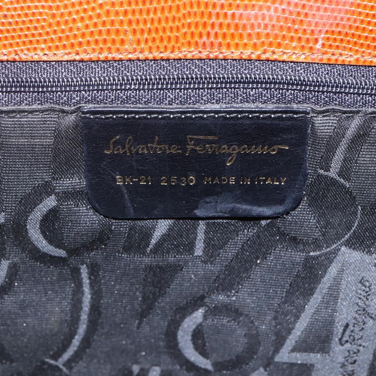 Salvatore Ferragamo Vintage Vara Bow Tote Lizard Embossed Leather Brown Leather Tote Bag Bag (Pre-Owned)