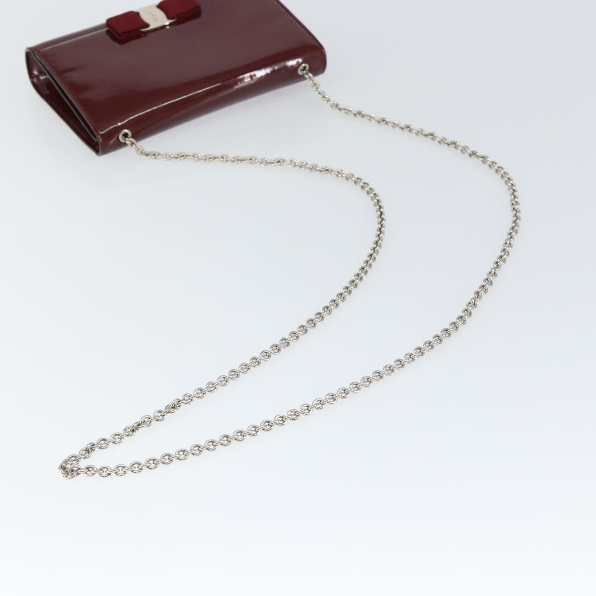 Salvatore Ferragamo Vala Chain Patent Leather Red Patent_Leather Shoulder Bag Bag (Pre-Owned)