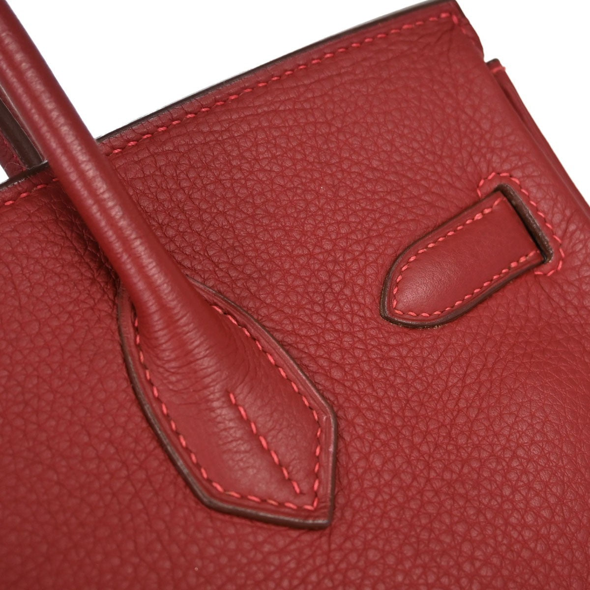 Hermes Birkin Red Togo With Palladium Hardware Red Leather Handbag (Pre-Owned)