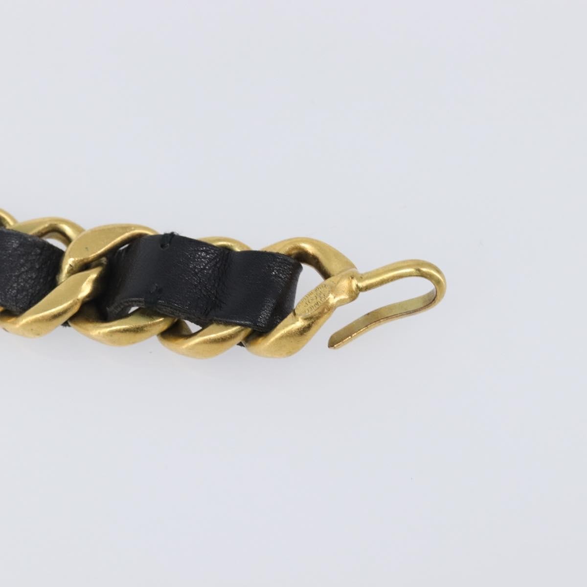 Chanel Vintage Chain Belt Metal And Leather Black Leather Belts Accessory (Pre-Owned)