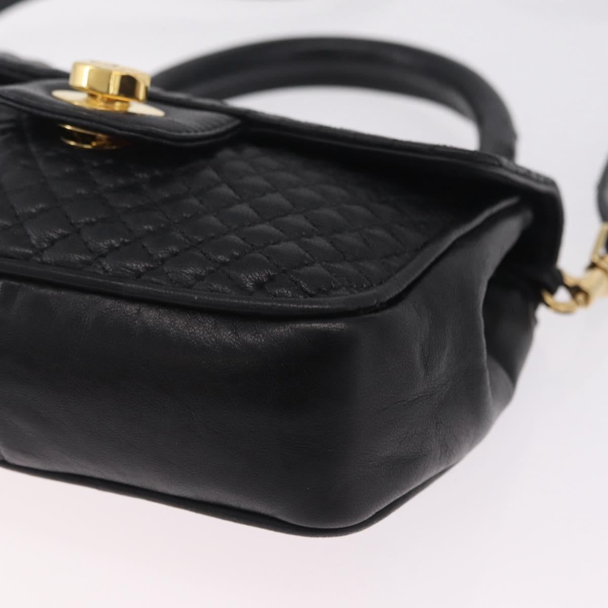 Bally Handbag Leather Black Leather Handbag (Pre-Owned)