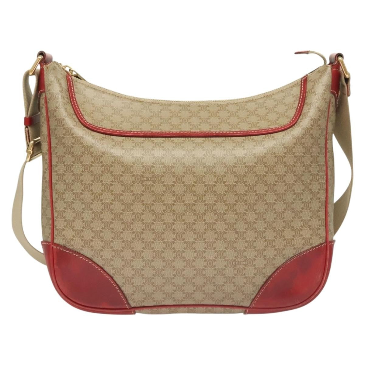 Celine Vintage Macadam Canvas And Leather Beige Canvas Bag (Pre-Owned)