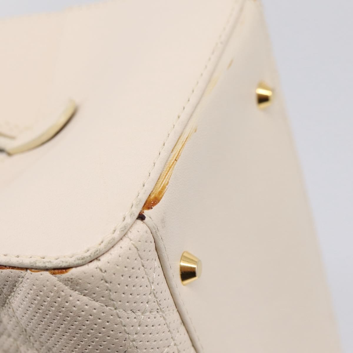 Christian Dior Vintage Leather White Leather Tote Bag Bag (Pre-Owned)