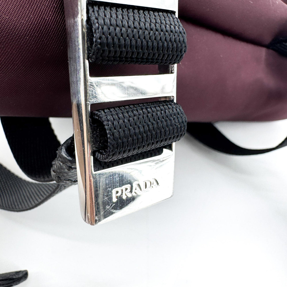Prada Technical Zip Tessuto Burgundy Nylon Crossbody Bag Bag (Pre-Owned)