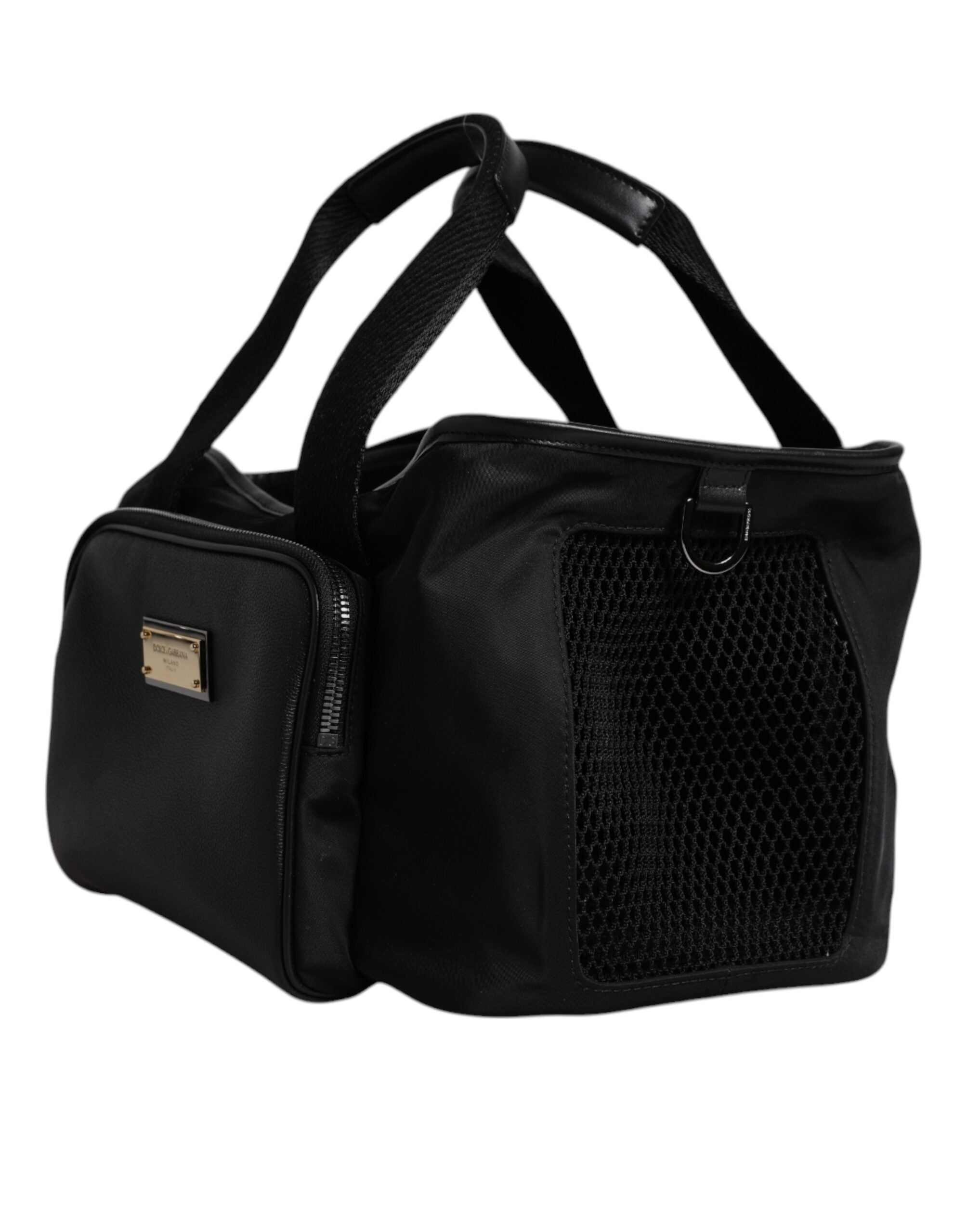Dolce & Gabbana Black Shoulder Strap Pet Carry Logo Plaque Men's Bag