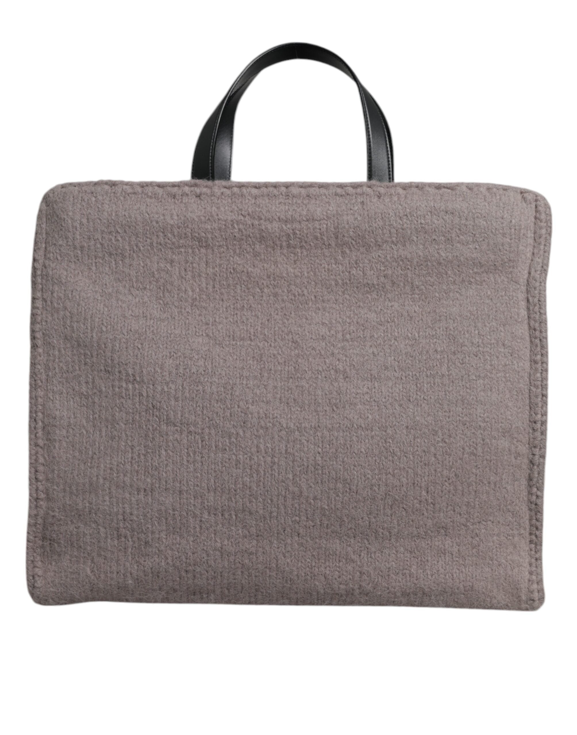 Dolce & Gabbana Grey Alpaca Wool Logo Plaque Tote Shoulder Men's Bag