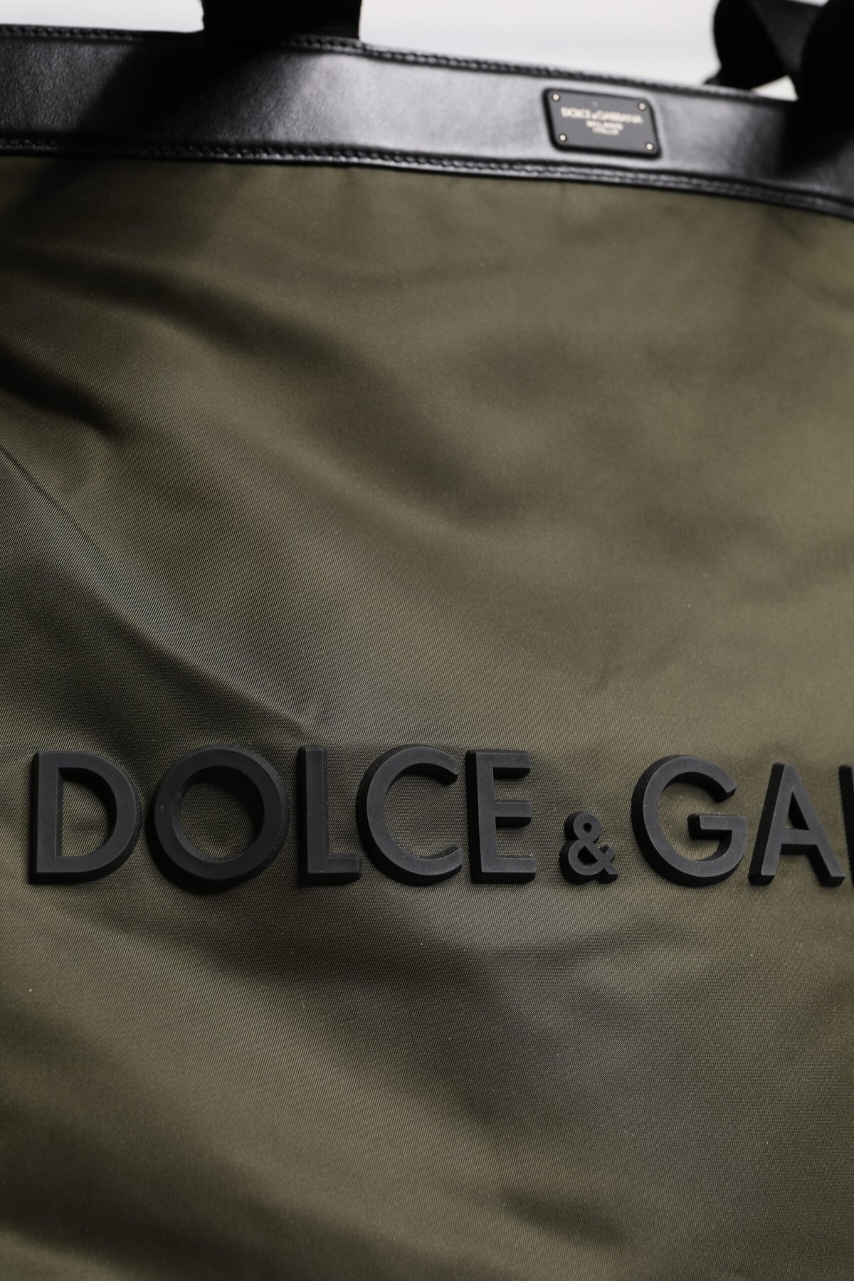 Dolce & Gabbana Military Green Nylon Shoulder Strap Tote Men's Bag