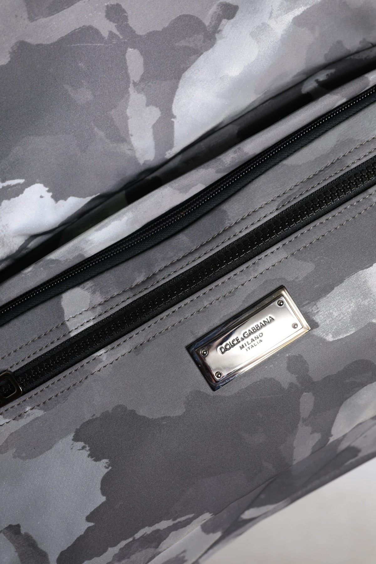 Dolce & Gabbana Gray Camo Cotton Multiple Compartments Tote Men's Bag