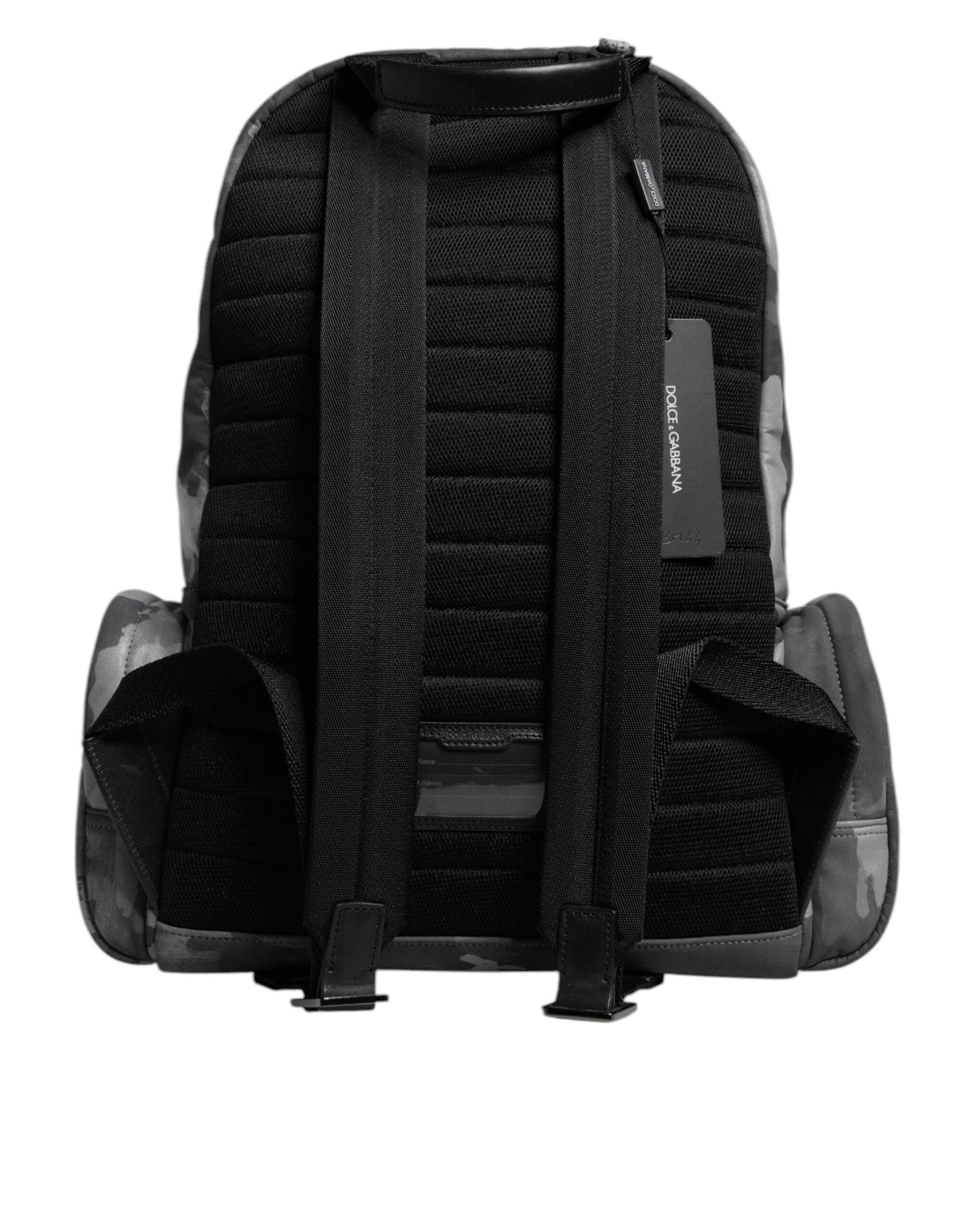 Dolce & Gabbana Gray Cotton Camouflage Logo Plaque Backpack Men's Bag