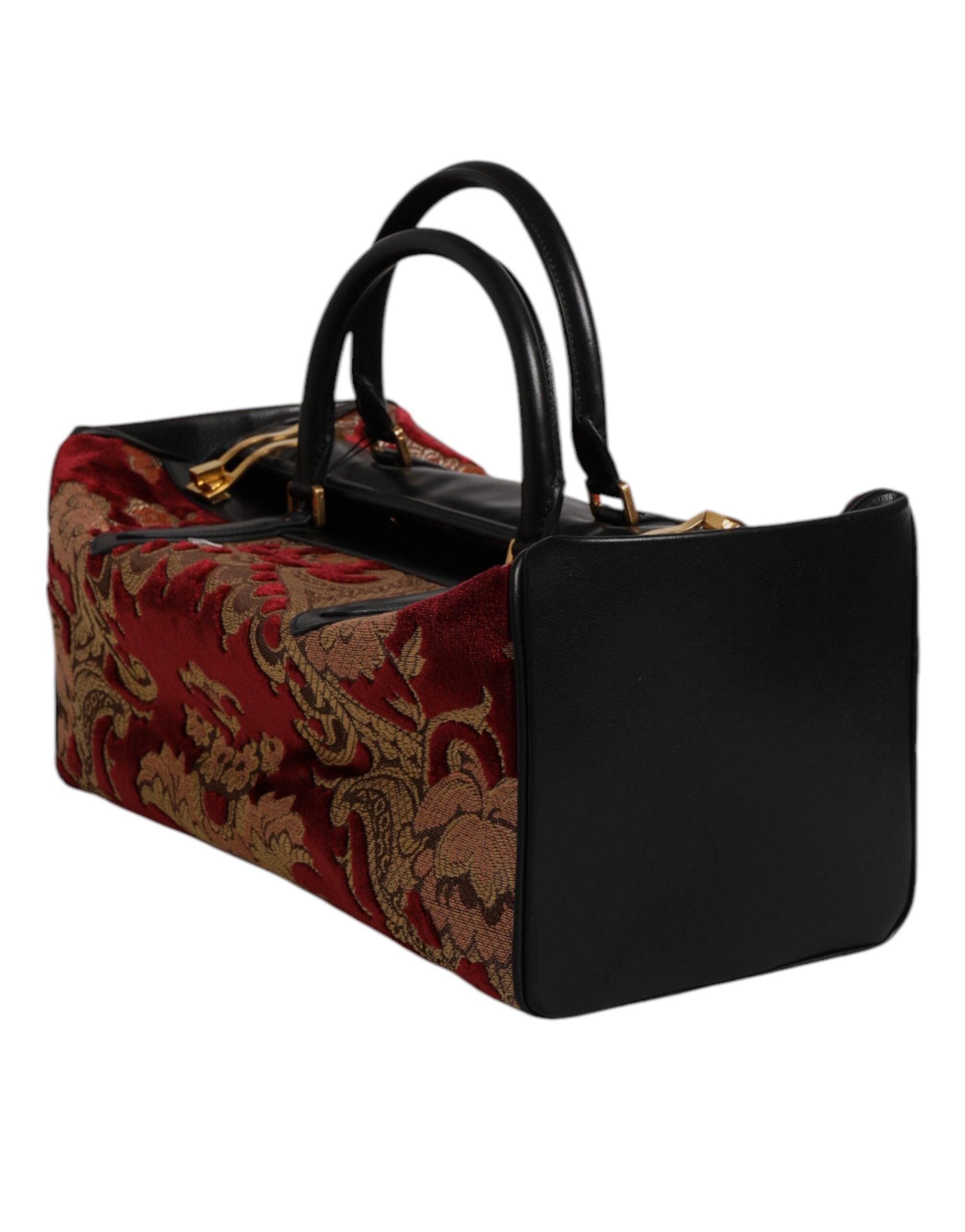 Dolce & Gabbana Multicolor Leather Brocade Velvet Travel Duffle Tote Men's Bag (Pre-Owned)