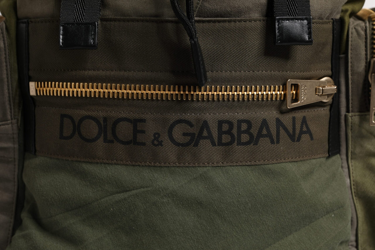 Dolce & Gabbana Military Green Patchwork Travel Backpack Men's Bag