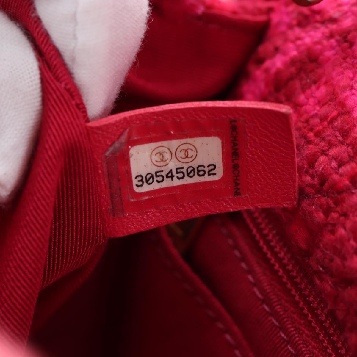 Chanel Vintage Square Classic Single Flap Quilted Shearling And Tweed Pink Canvas Handbag (Pre-Owned)