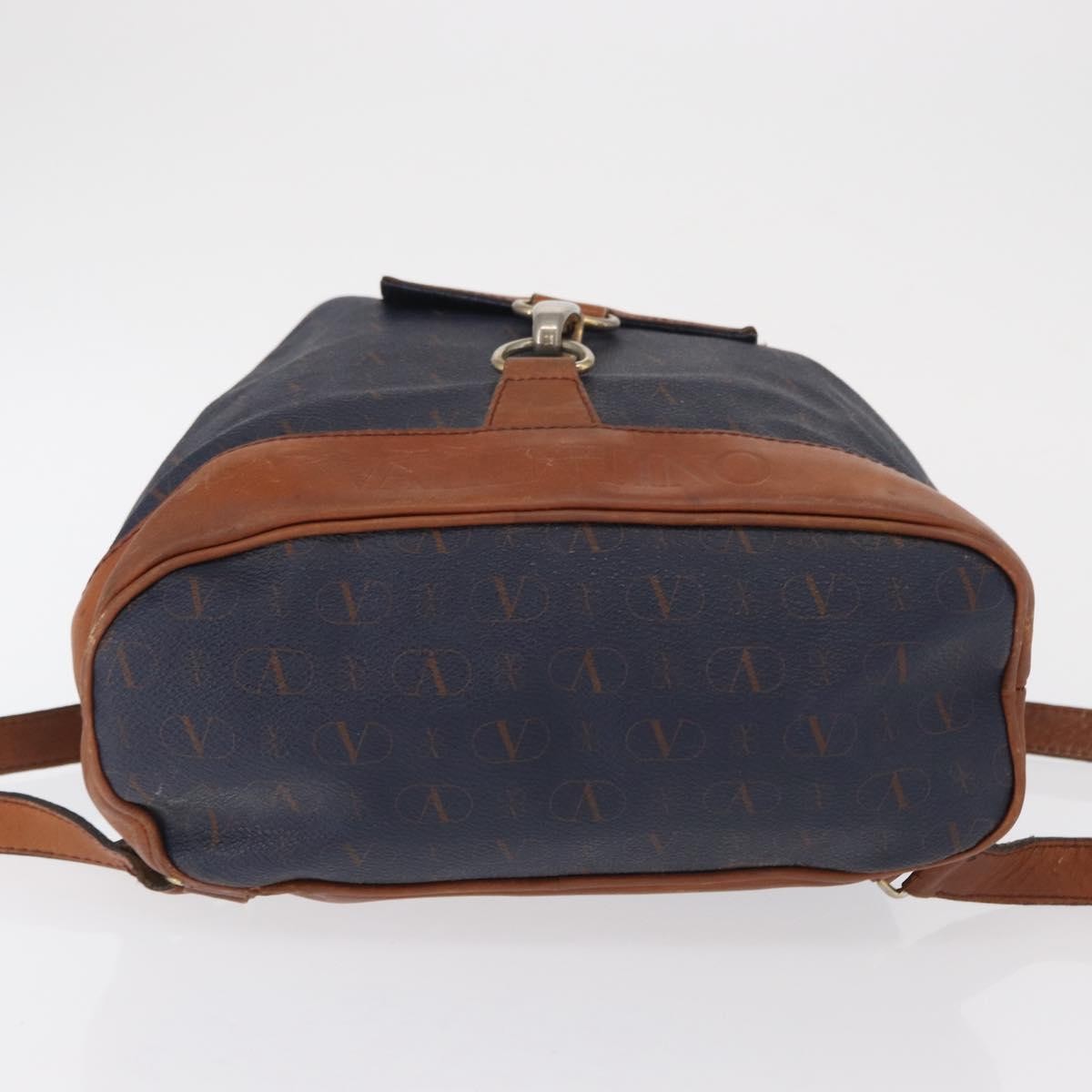 Valentino Garavani Vintage Leather Navy Leather Backpack Bag (Pre-Owned)