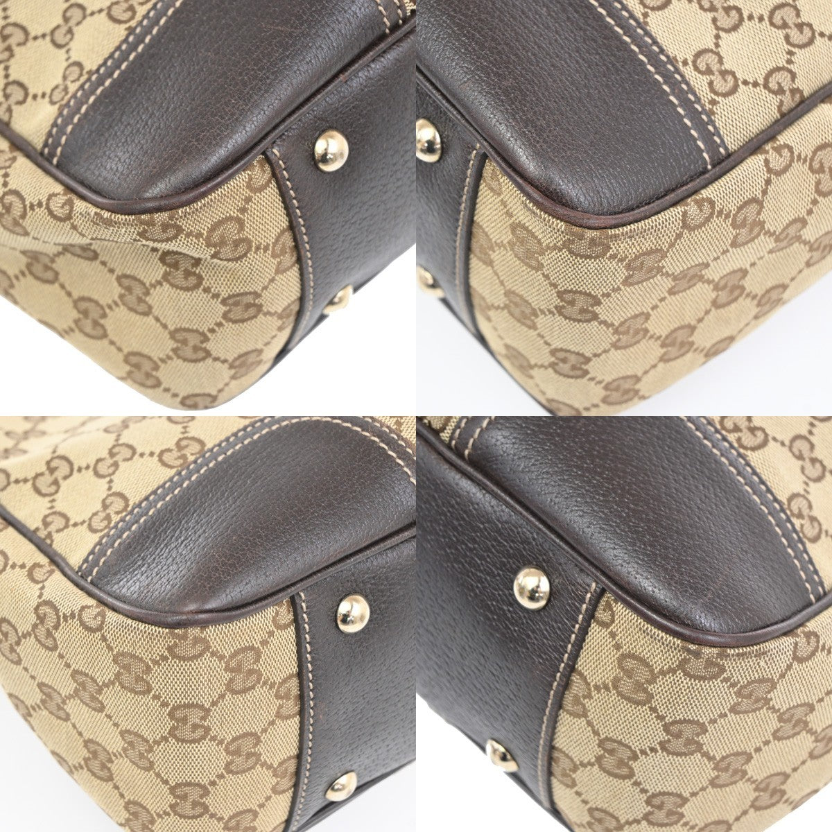 Gucci Princy Tote Gg Canvas And Leather Brown Canvas Tote Bag Bag (Pre-Owned)