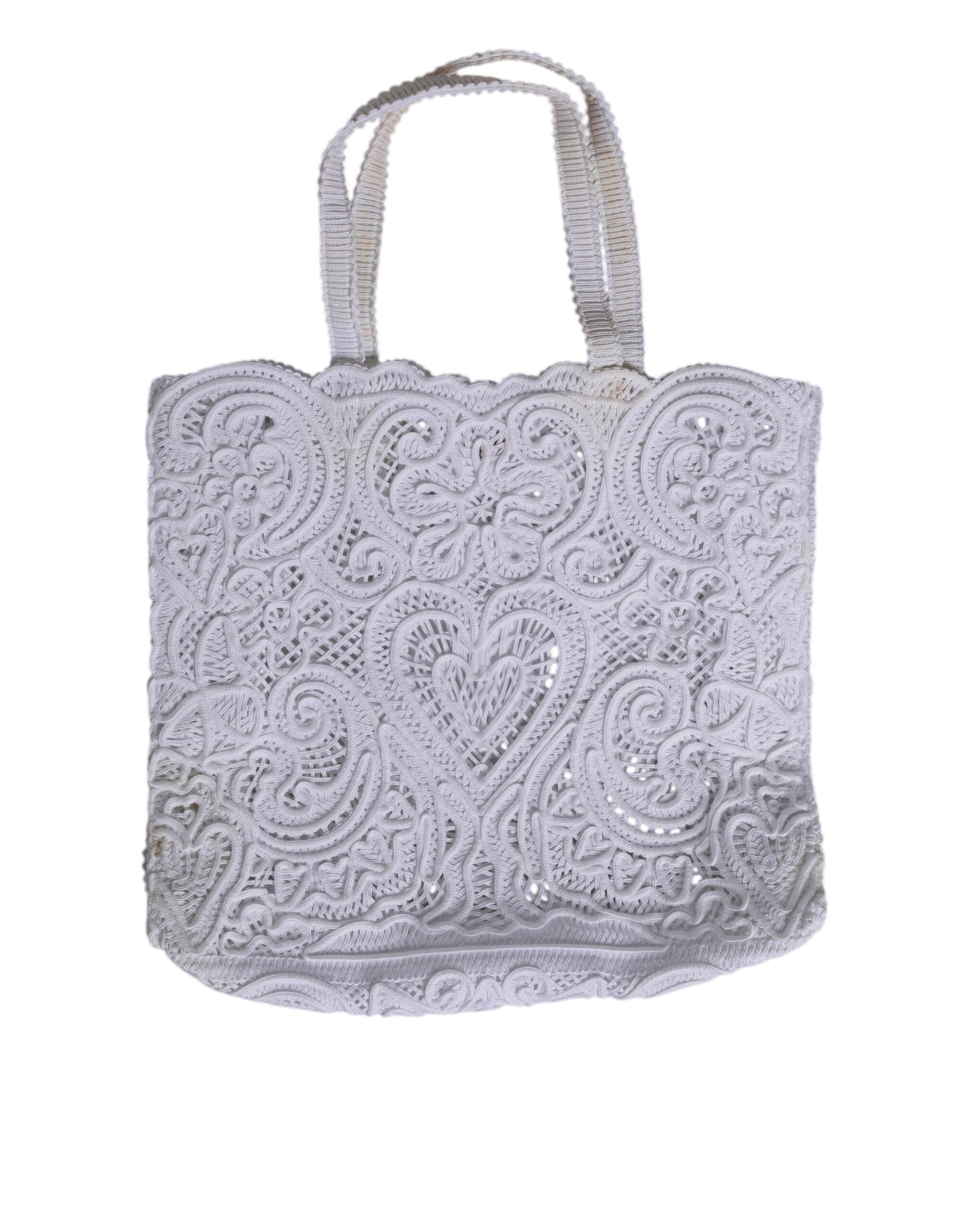 Dolce & Gabbana White Cordonetto Lace Beatrice Tote Shopping Women's Bag (Pre-Owned)