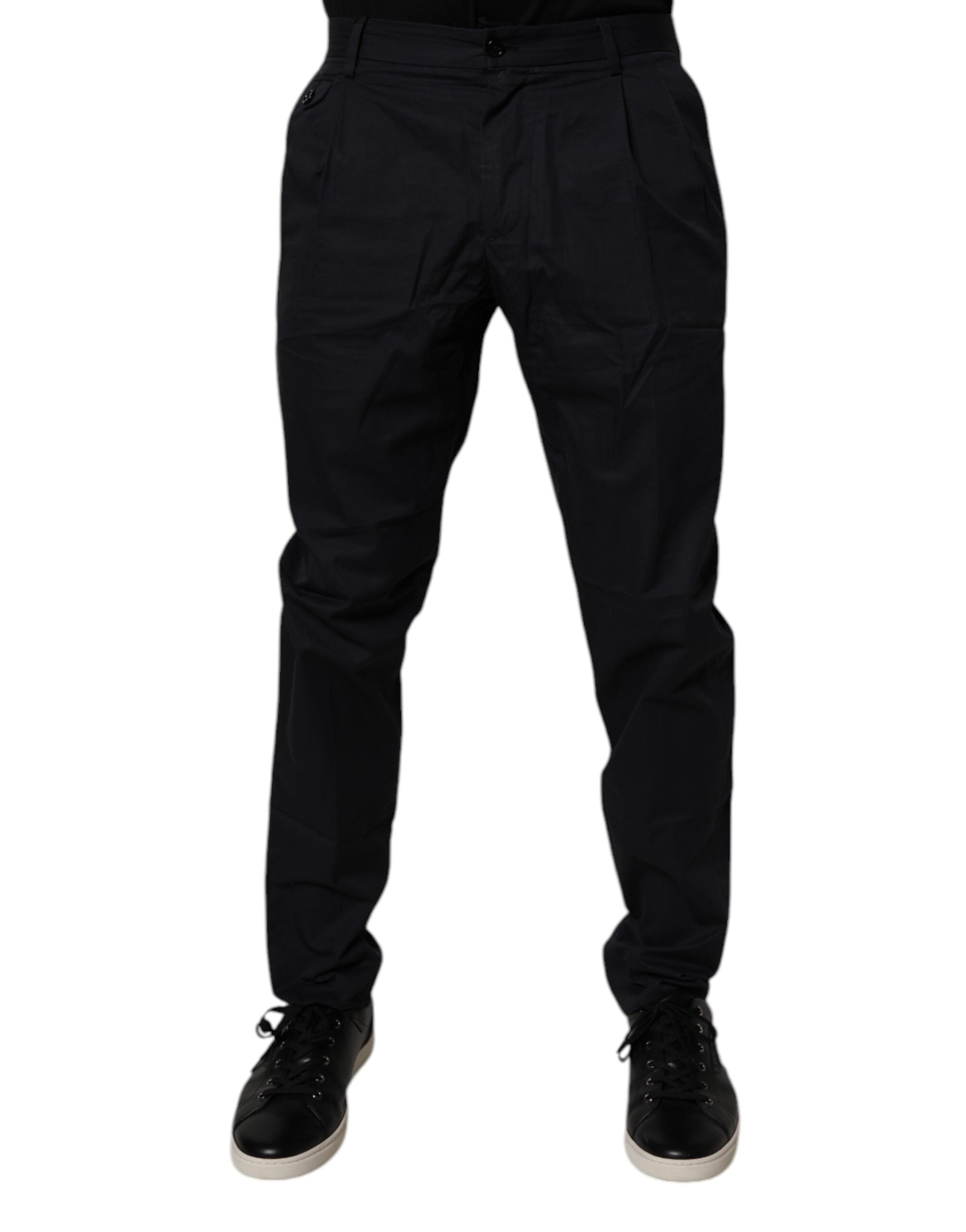 Dolce & Gabbana Dark Blue Cotton Tapered Formal Men's Pants (Pre-Owned)