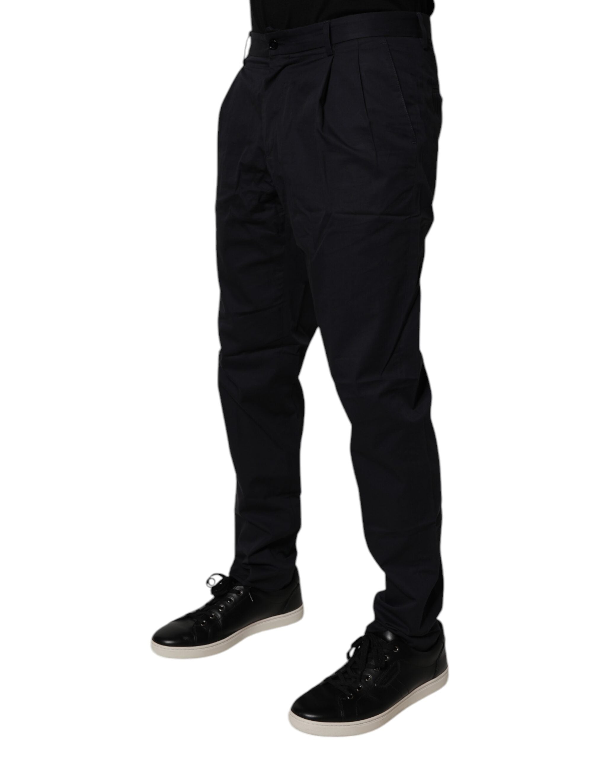 Dolce & Gabbana Dark Blue Cotton Tapered Formal Men's Pants (Pre-Owned)