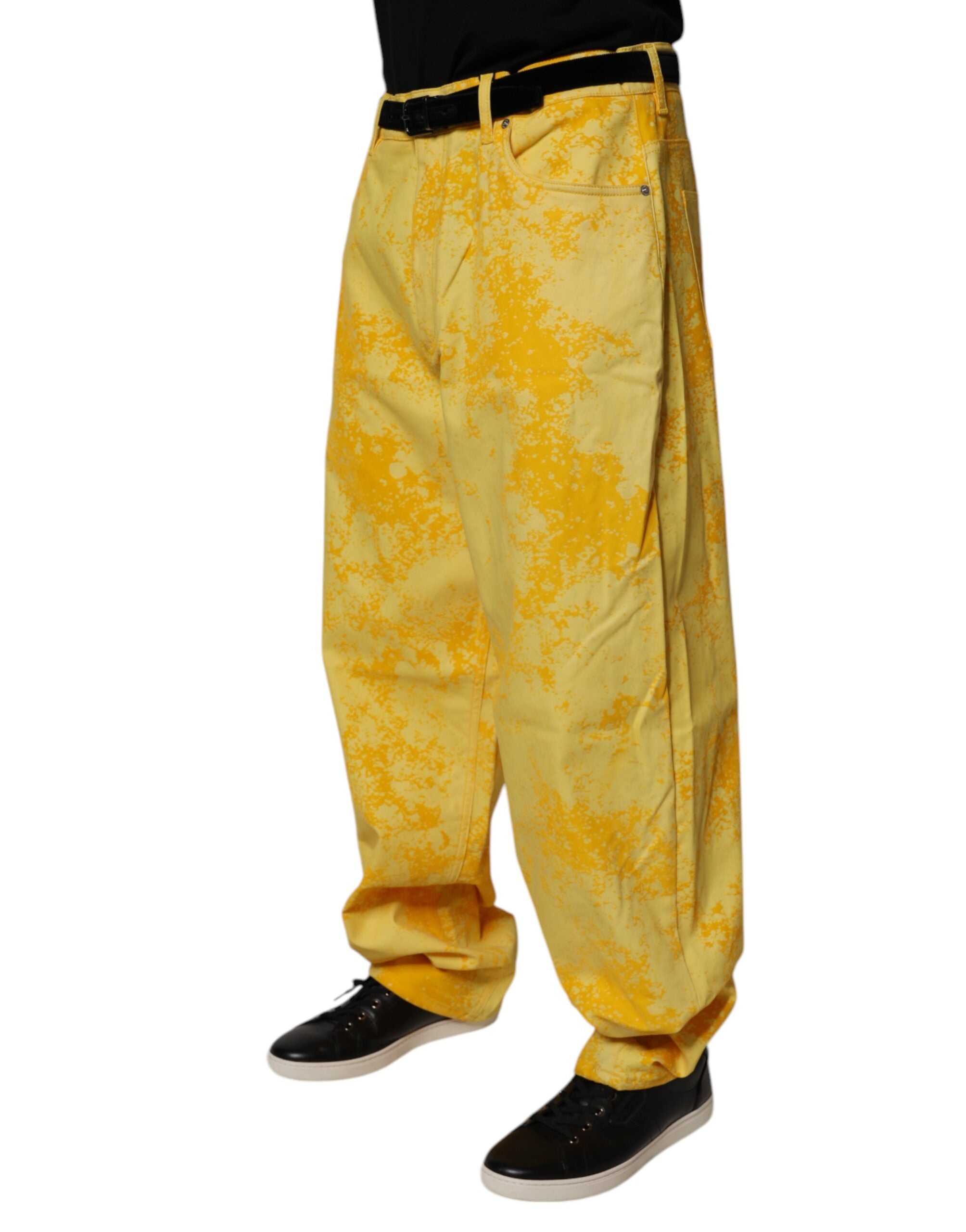 Dolce & Gabbana Yellow Tie Dye Cotton Straight Denim Men's Jeans (Pre-Owned)