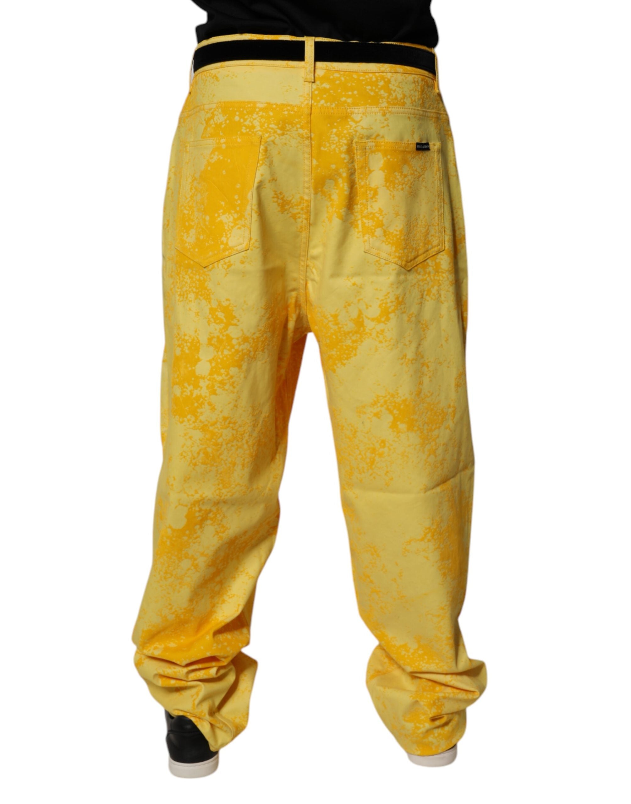 Dolce & Gabbana Yellow Tie Dye Cotton Straight Denim Men's Jeans (Pre-Owned)