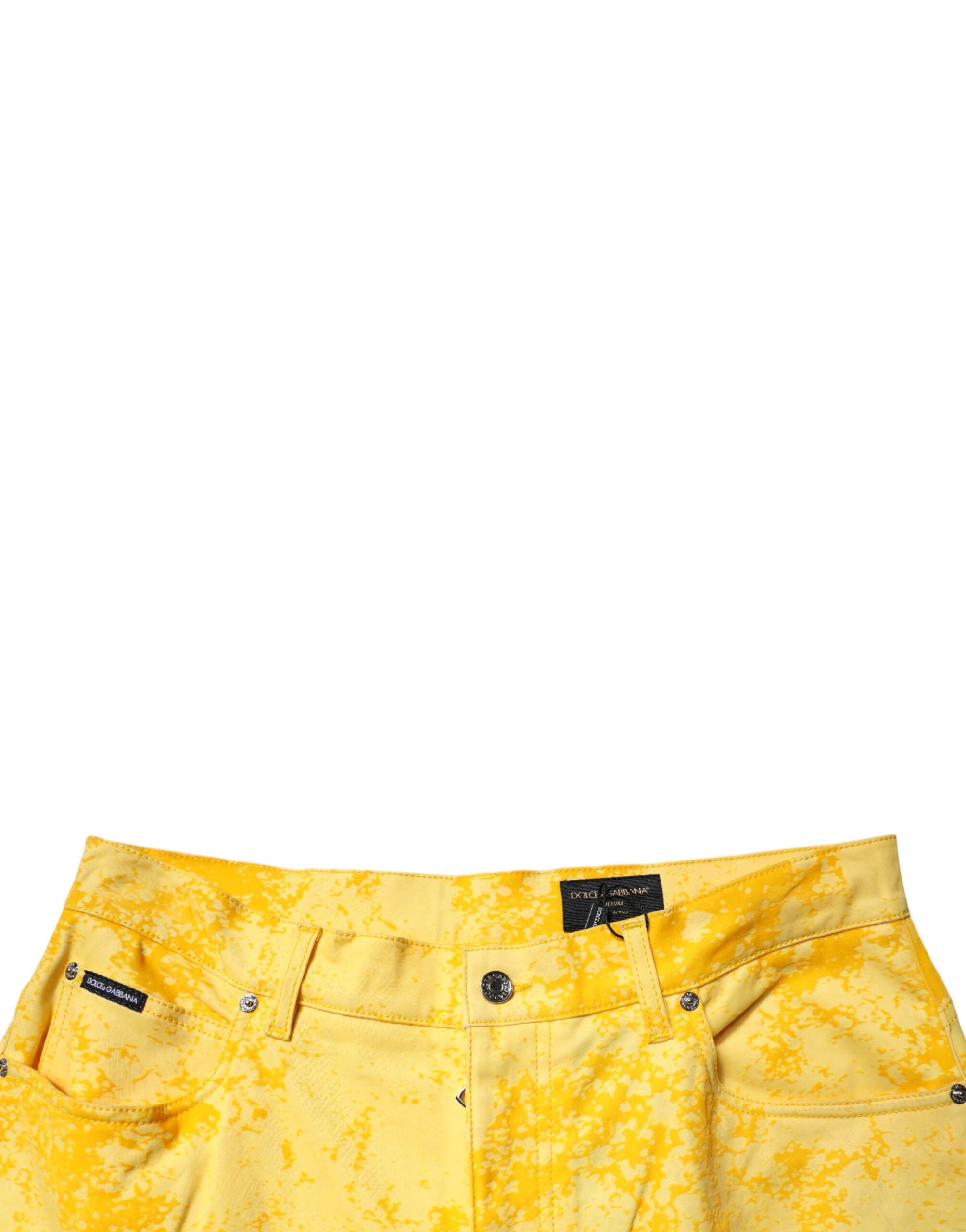 Dolce & Gabbana Yellow Tie Dye Cotton Straight Denim Men's Jeans (Pre-Owned)