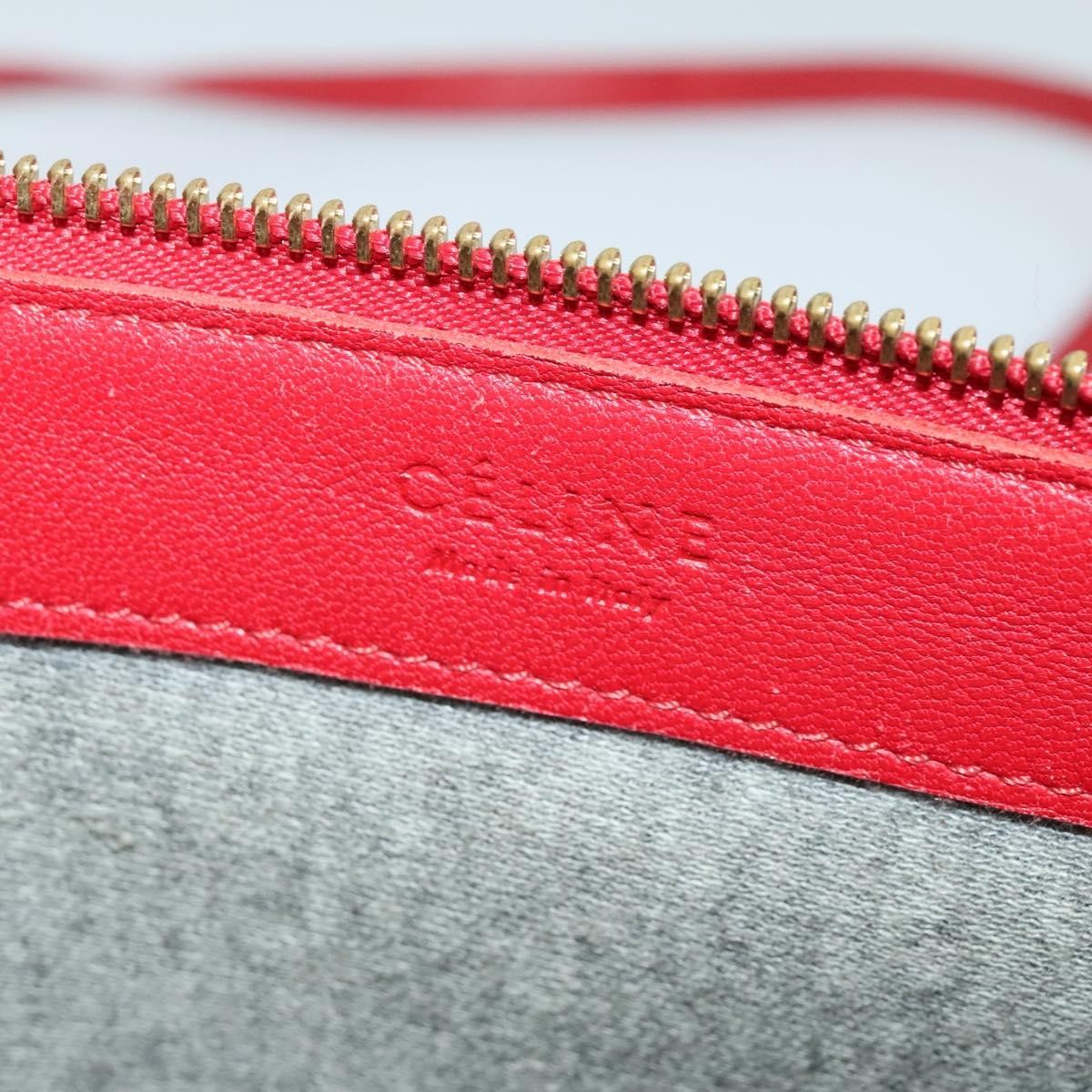 Celine Trio Zip Clutch Leather Red Leather Clutche & Pouche Bag (Pre-Owned)