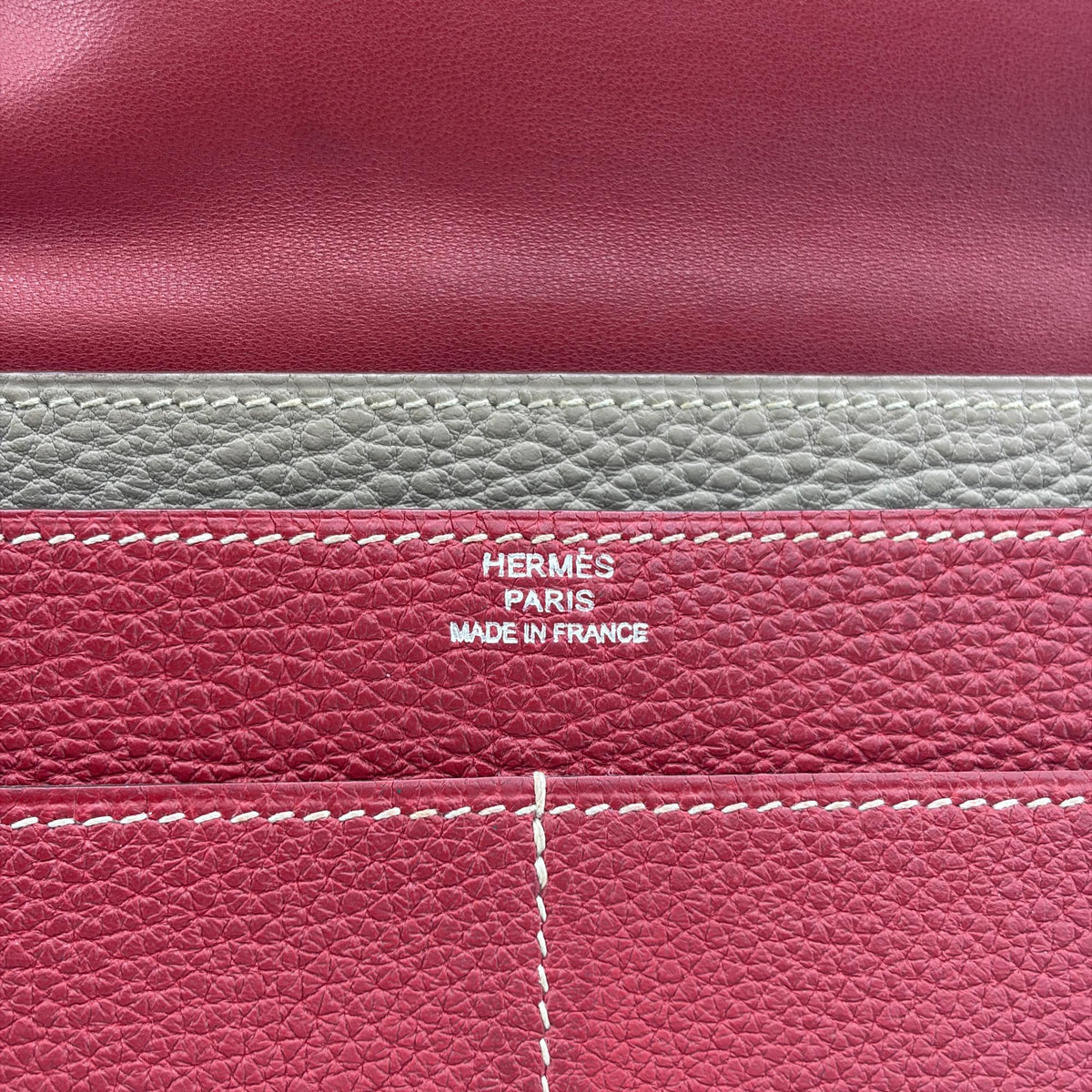 Hermes Bicolor Dogon Duo Combined Leather Red Leather Wallets Accessory (Pre-Owned)