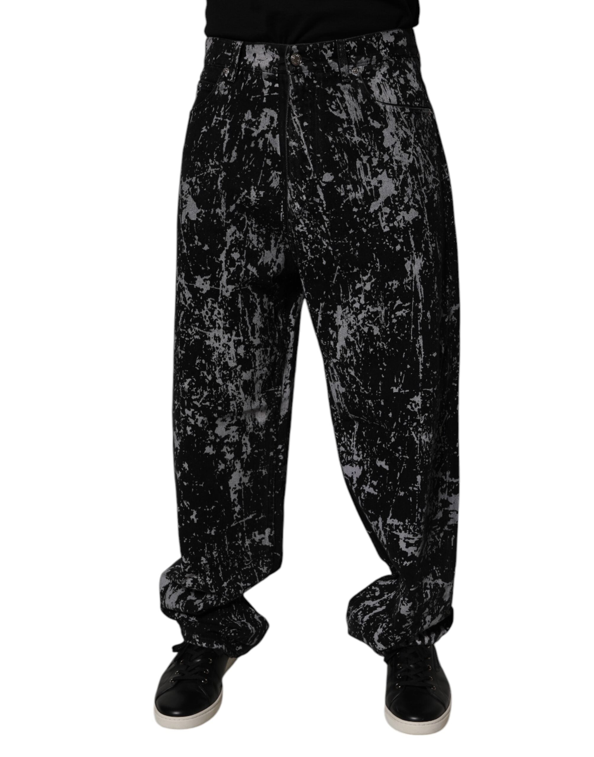 Dolce & Gabbana Black Tie Dye Cotton Straight Men Denim Men's Jeans