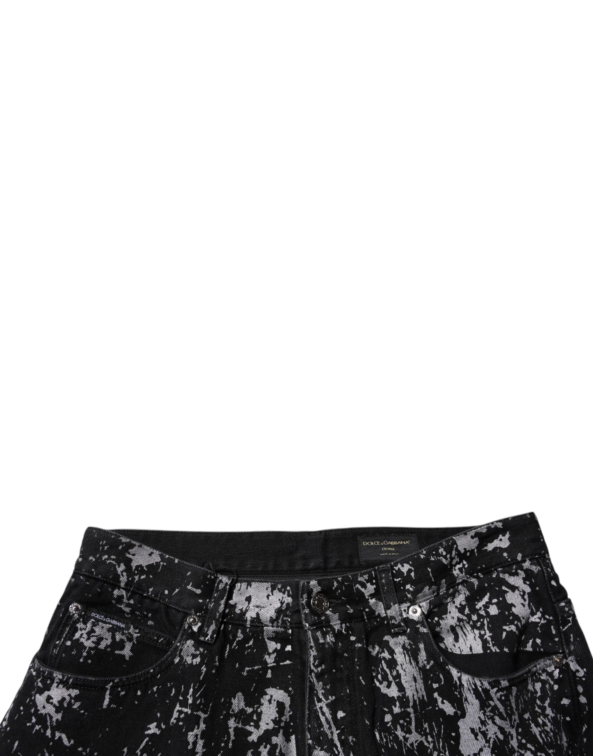 Dolce & Gabbana Black Tie Dye Cotton Straight Men Denim Men's Jeans