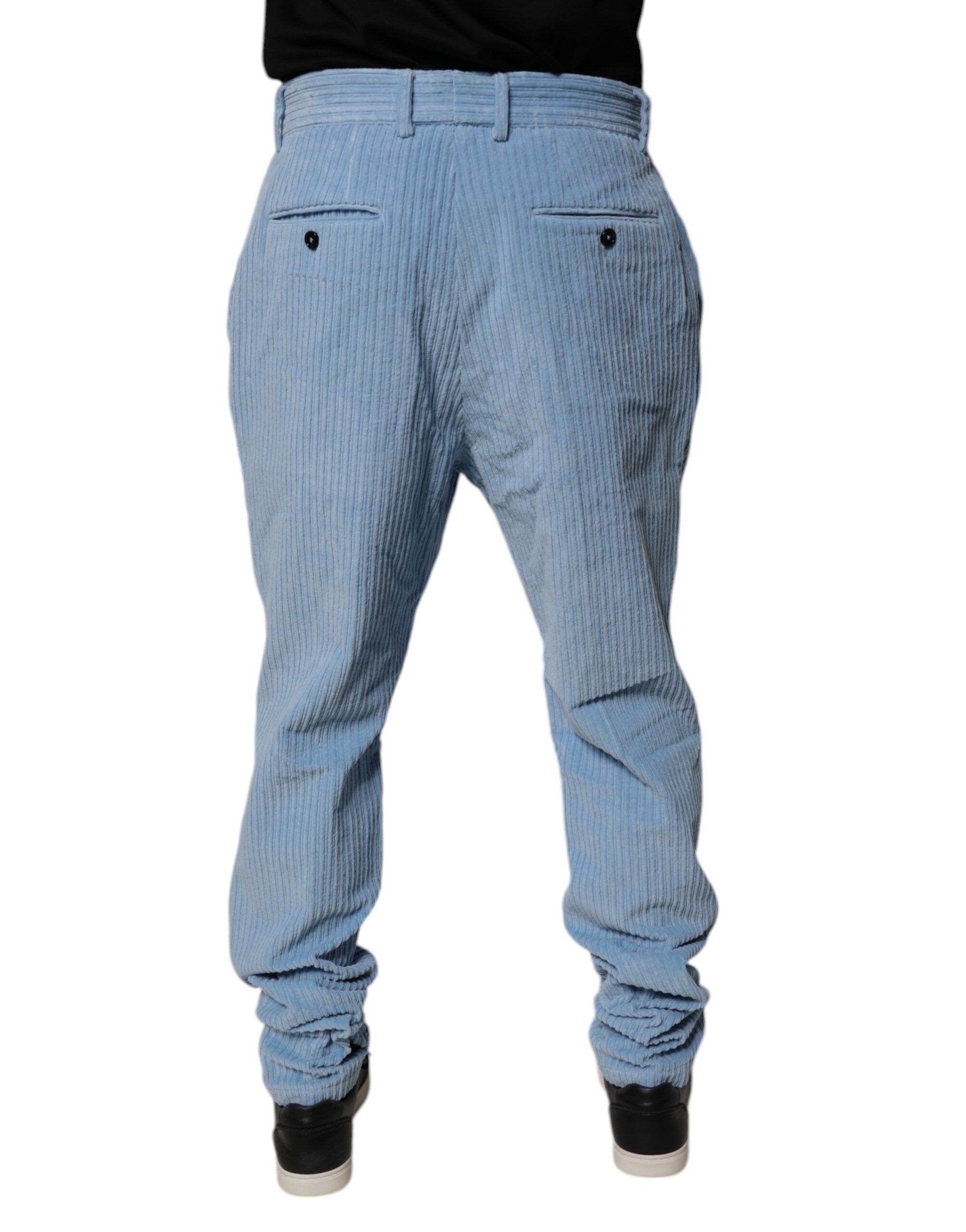 Dolce & Gabbana Light Blue Corduroy Cotton Skinny Denim Men's Jeans