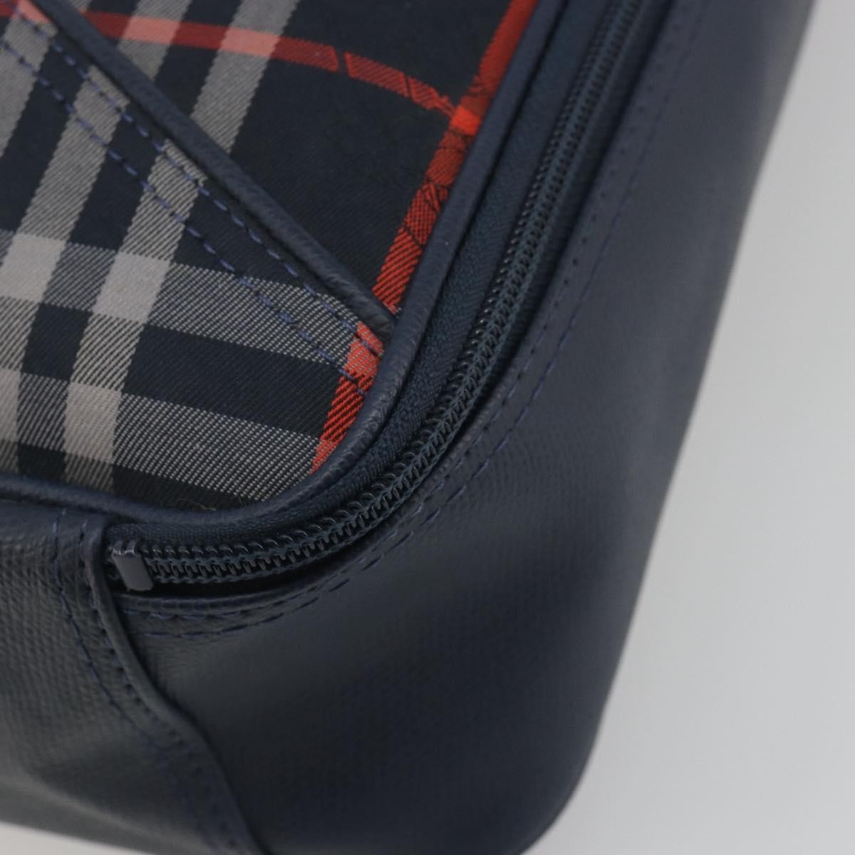 Burberry Nova Check Nova Check Canvas And Leather Navy Leather Handbag (Pre-Owned)