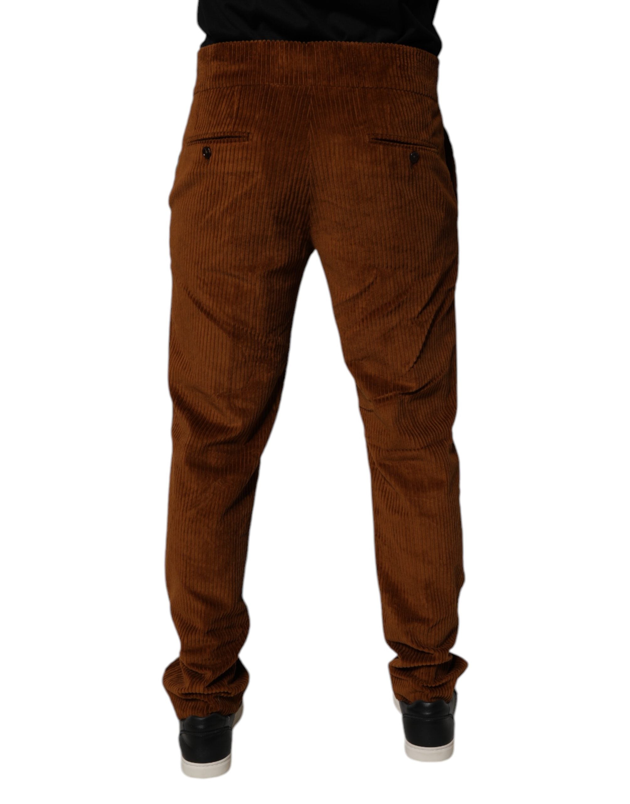 Dolce & Gabbana Dark Brown Corduroy Cotton Skinny Denim Men's Jeans