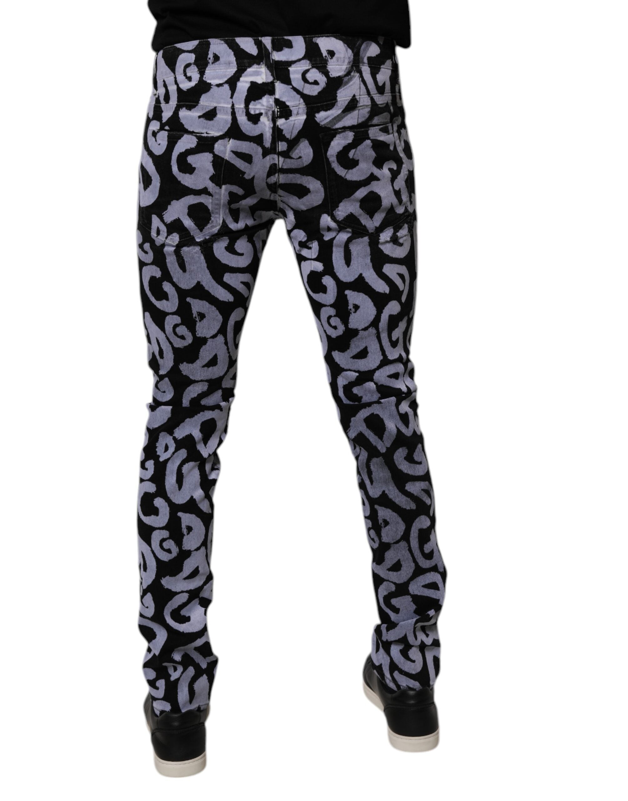 Dolce & Gabbana Black Logo Monogram Cotton Skinny Denim Men's Jeans