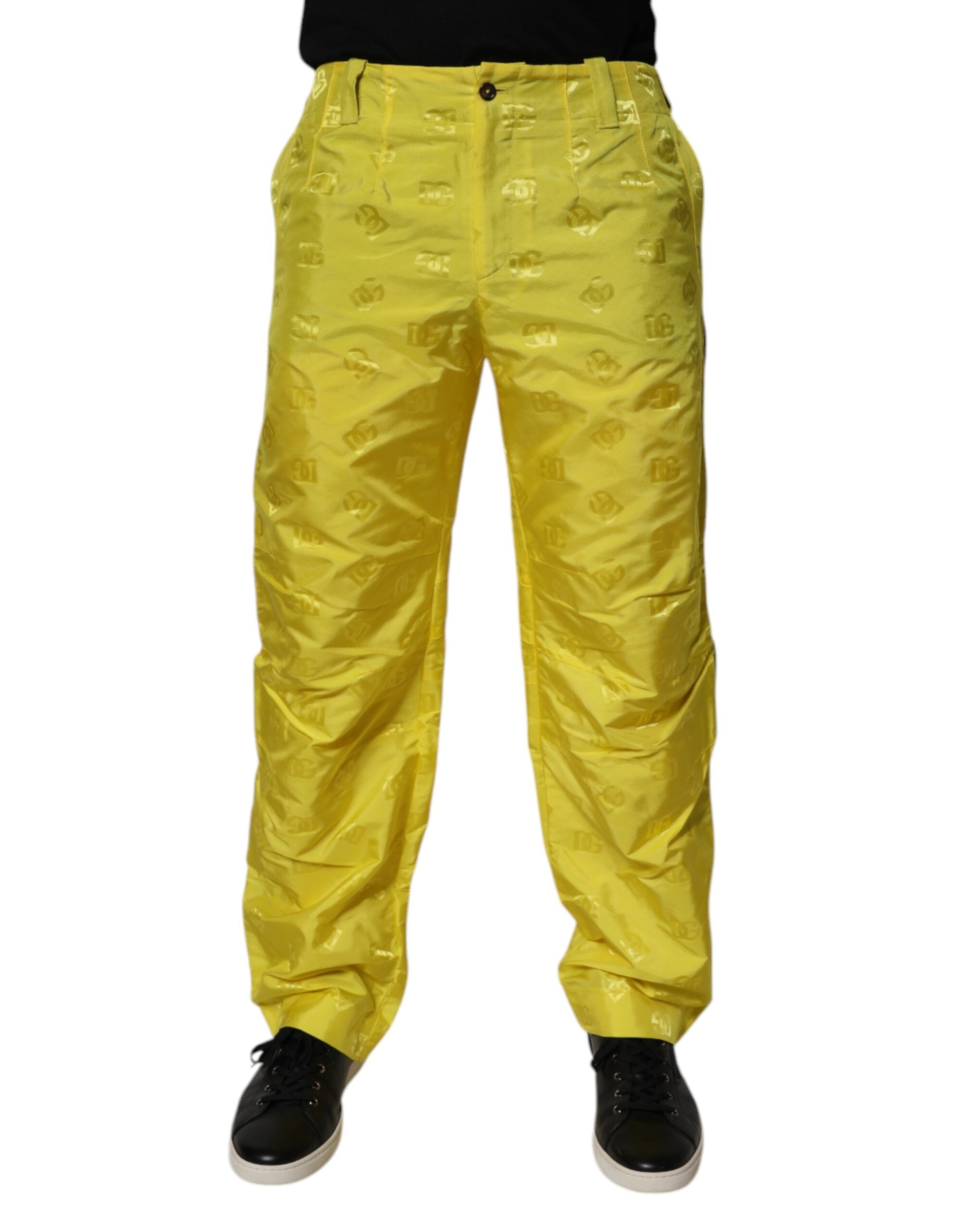 Dolce & Gabbana Yellow DG Monogram Polyester Straight Men's Pants