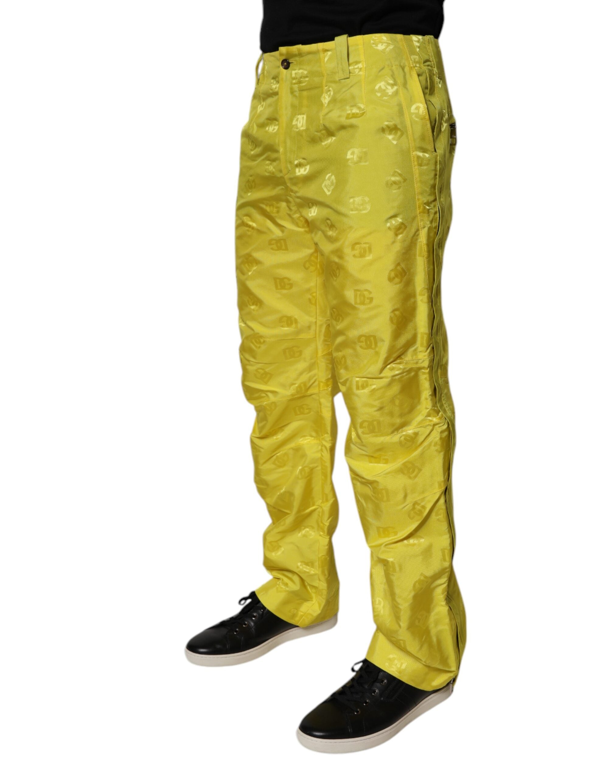 Dolce & Gabbana Yellow DG Monogram Polyester Straight Men's Pants
