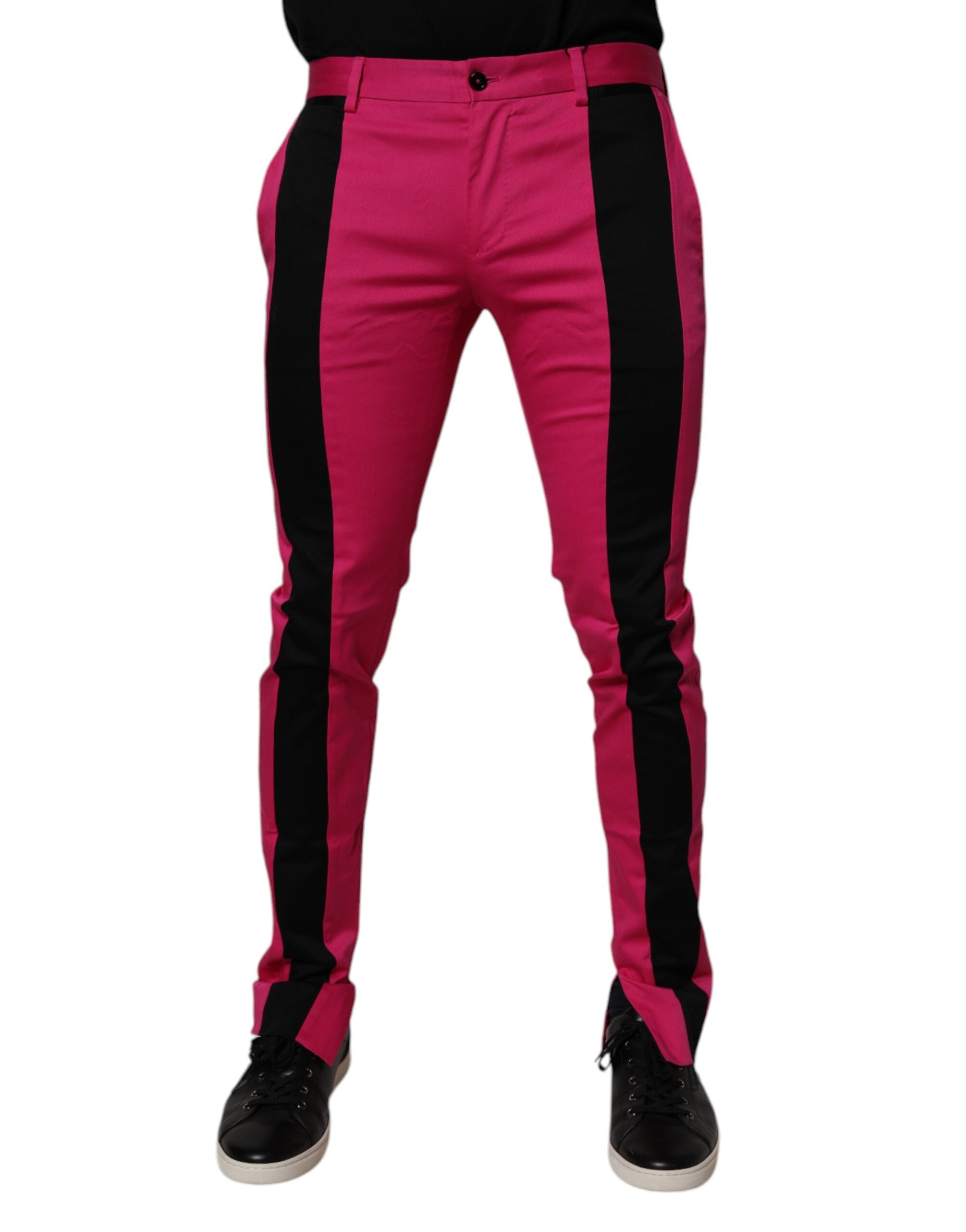 Dolce & Gabbana Pink Black Stripe Slim Fit Men Dress Men's Pants