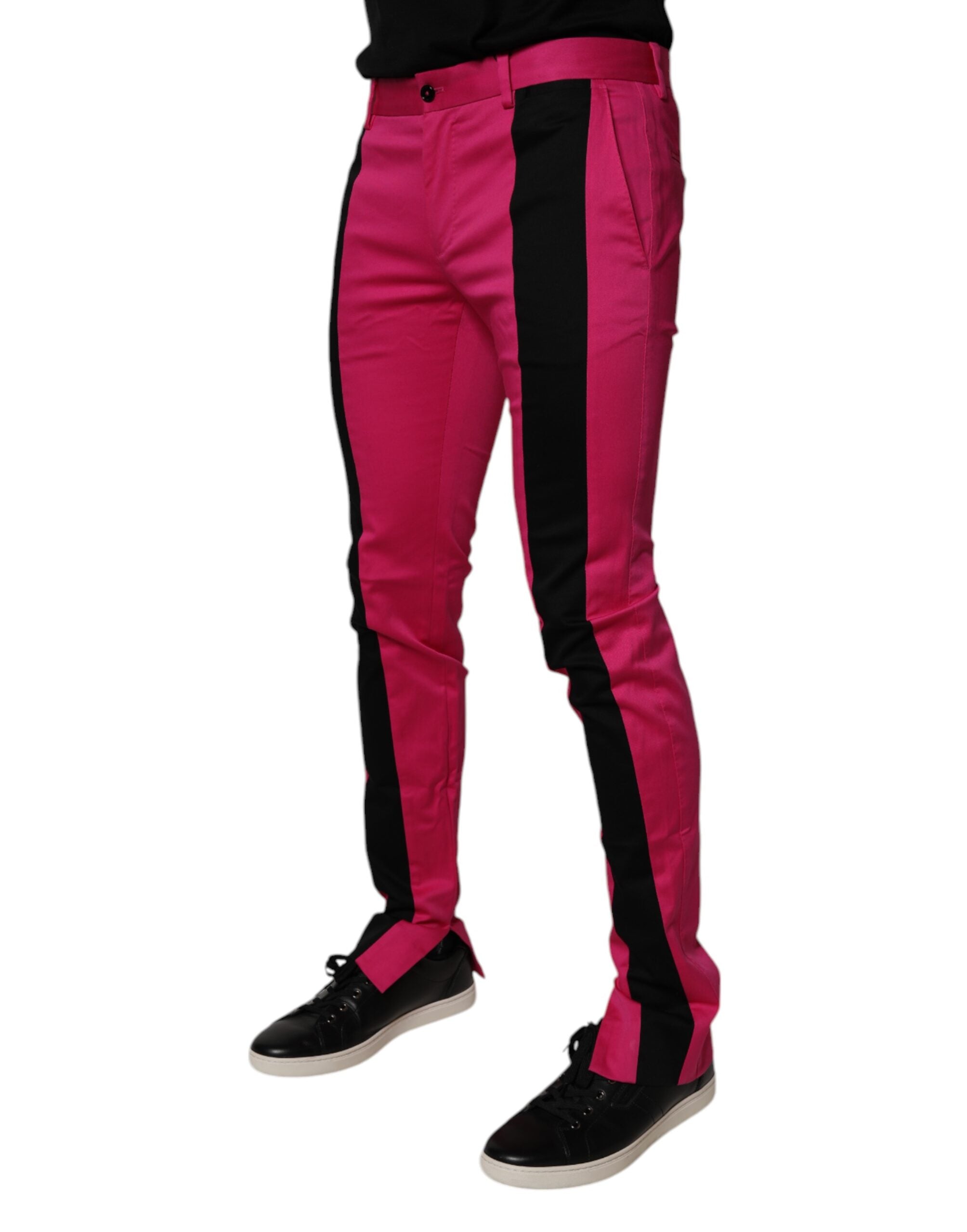 Dolce & Gabbana Pink Black Stripe Slim Fit Men Dress Men's Pants
