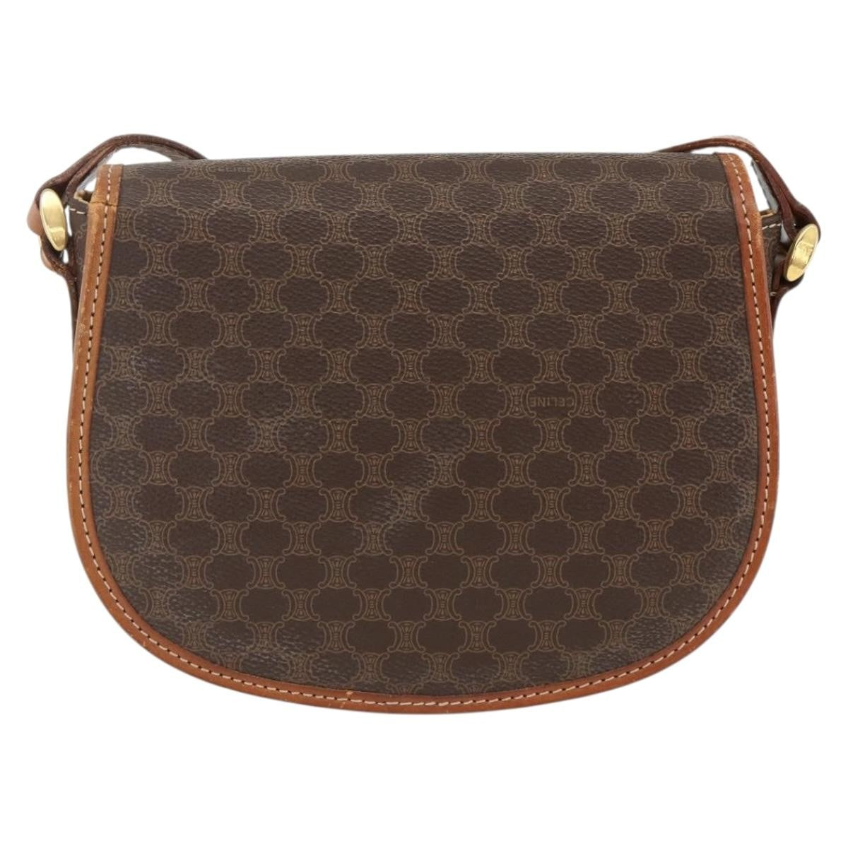 Celine Vintage Macadam Canvas And Leather Brown Canvas Shoulder Bag Bag (Pre-Owned)