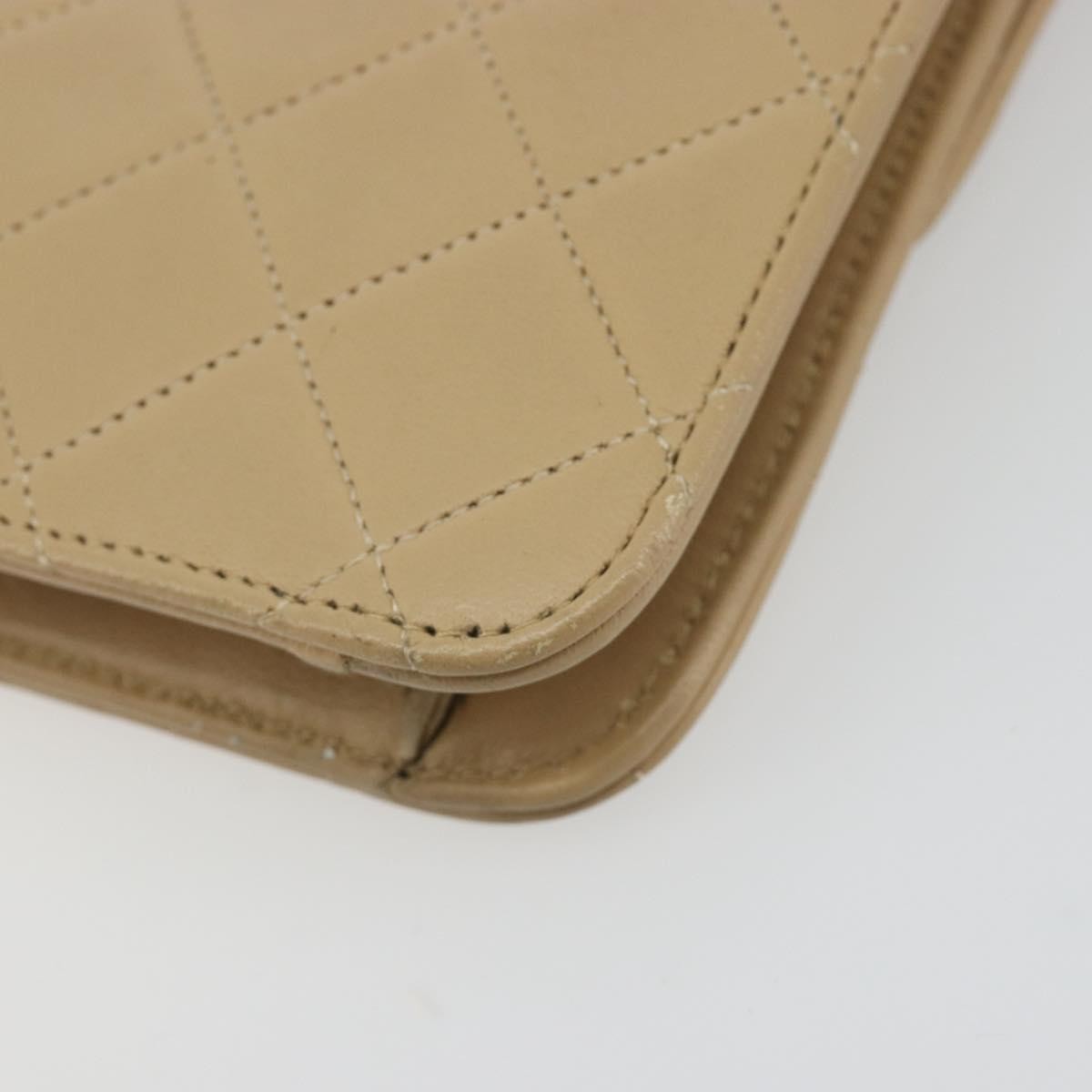 Chanel Vintage Clutch With Chain Quilted Leather Beige Leather Clutche & Pouche Bag (Pre-Owned)