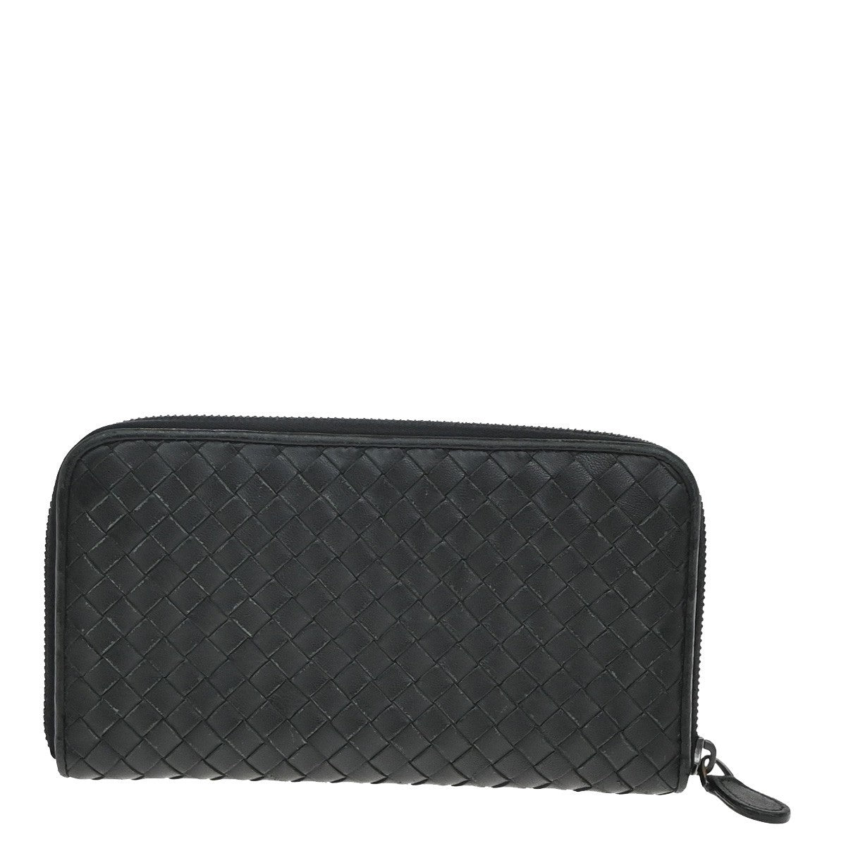 Bottega Veneta Intrecciato Long Zip Leather Black Leather Wallets Accessory (Pre-Owned)