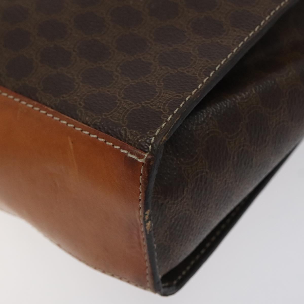 Celine Vintage Macadam Circle Logo Canvas And Leather Brown Canvas Shoulder Bag Bag (Pre-Owned)